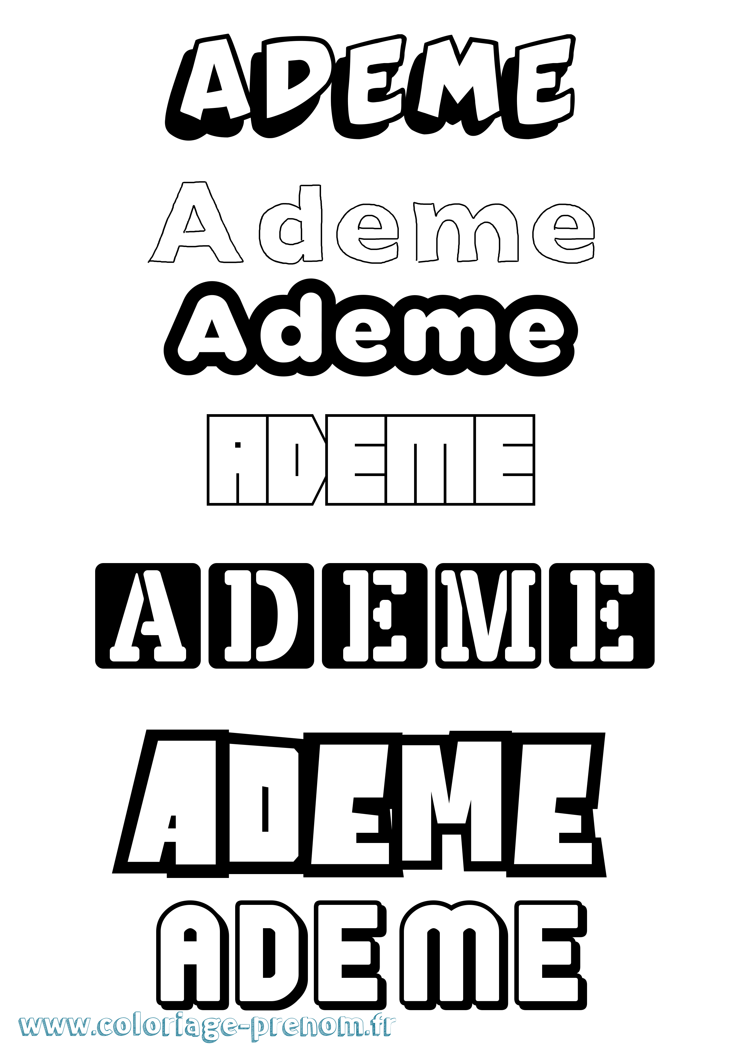 Coloriage prénom Ademe Simple