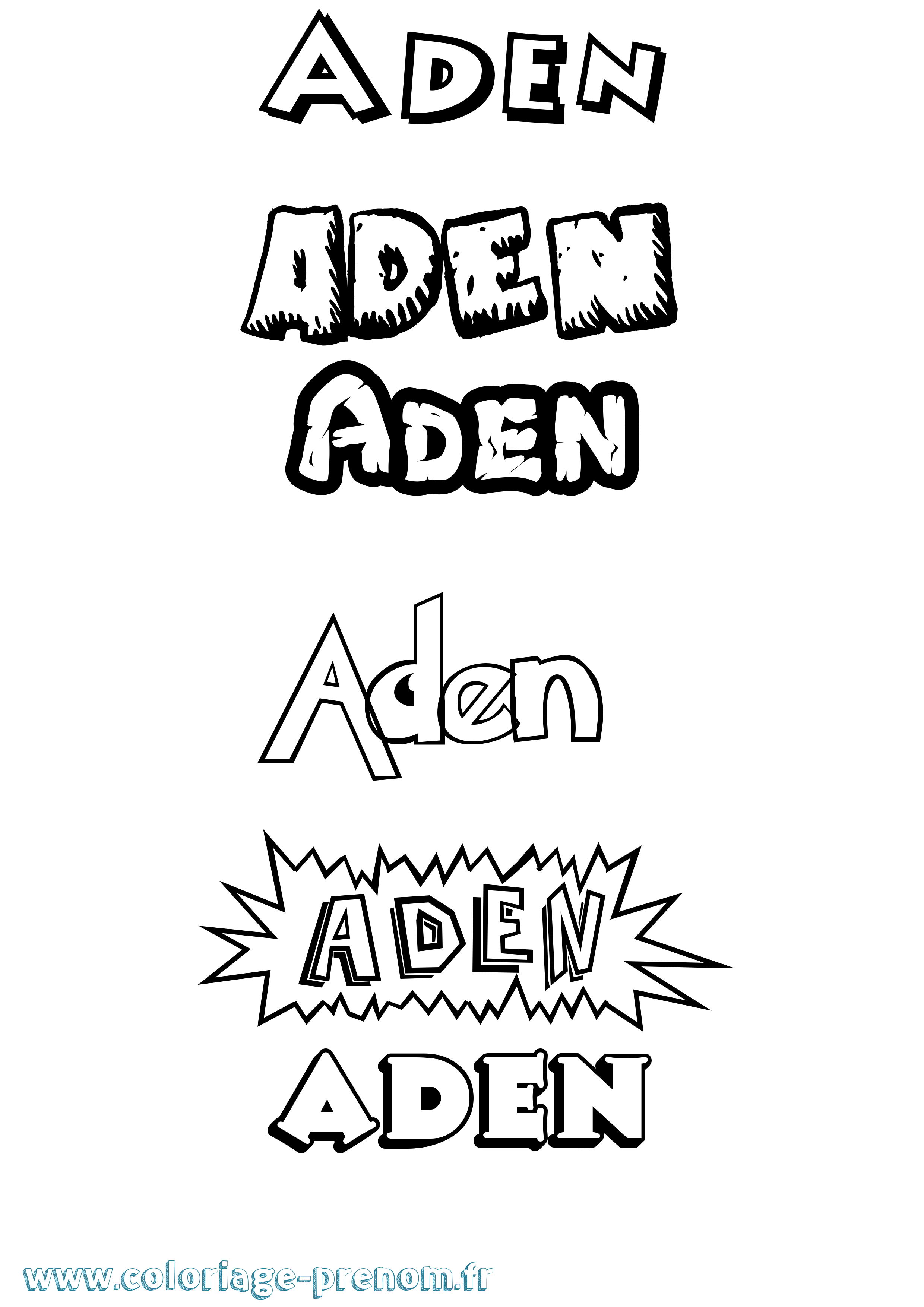 Coloriage prénom Aden Dessin Animé