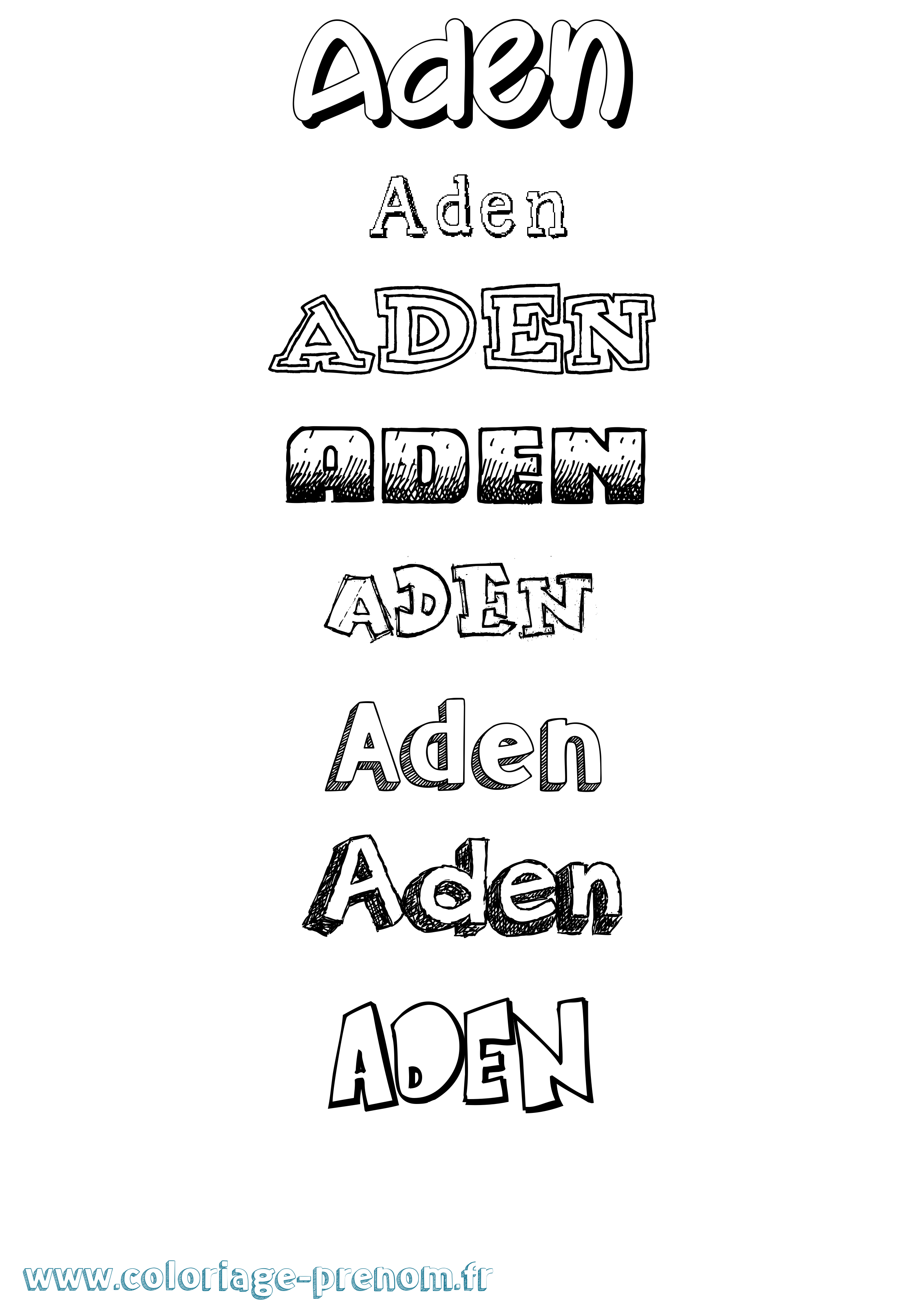 Coloriage prénom Aden Dessiné