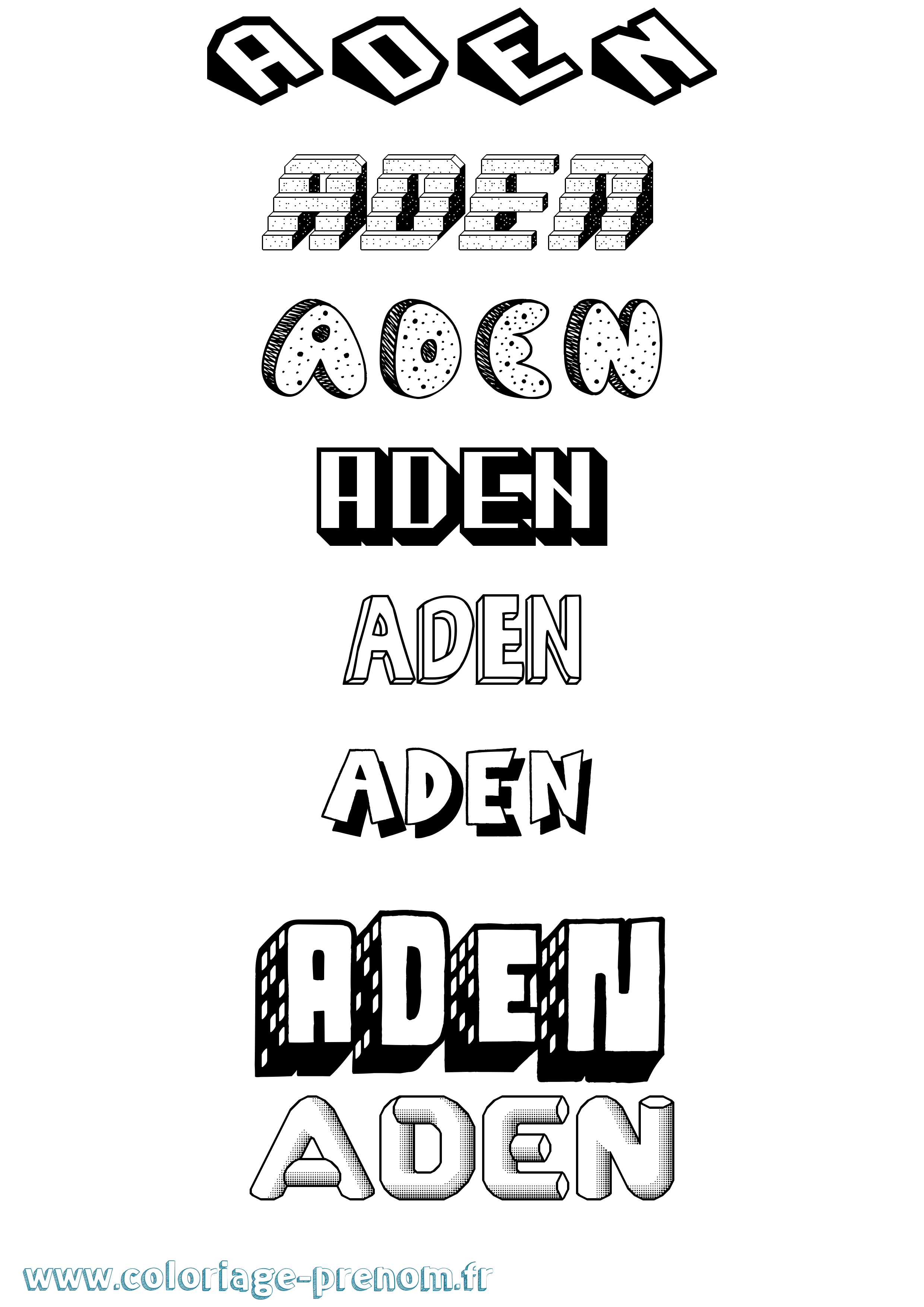 Coloriage Aden Coloriage prénom Aden