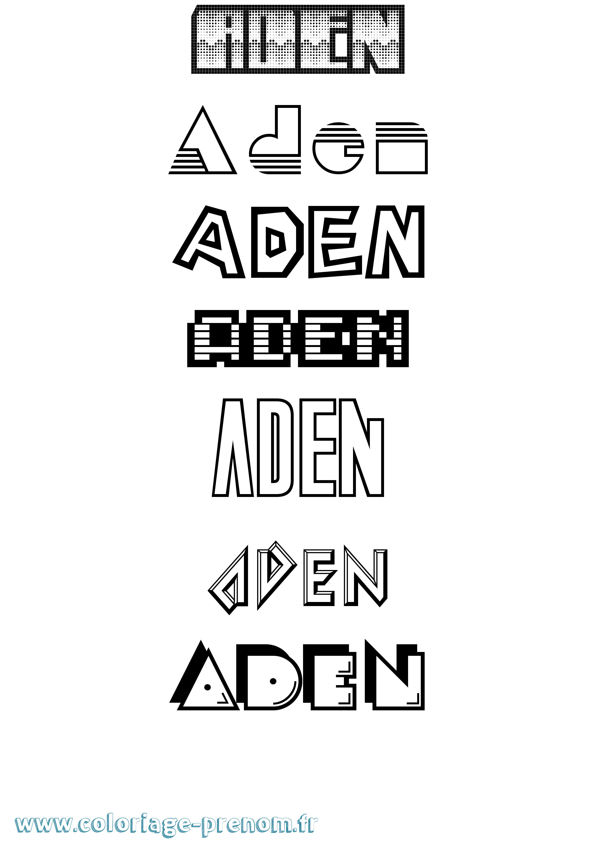 Coloriage prénom Aden Jeux Vidéos