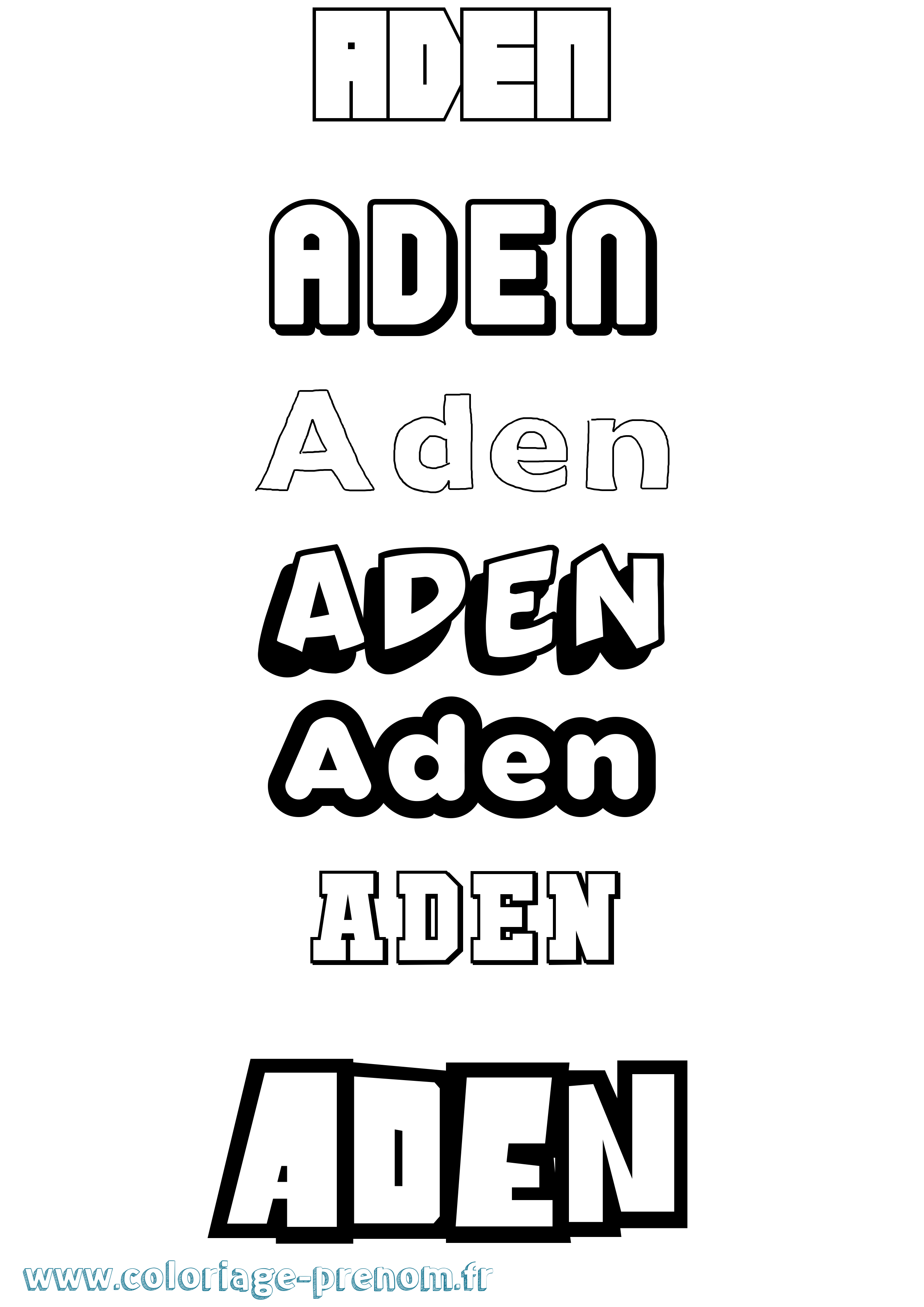 Coloriage prénom Aden