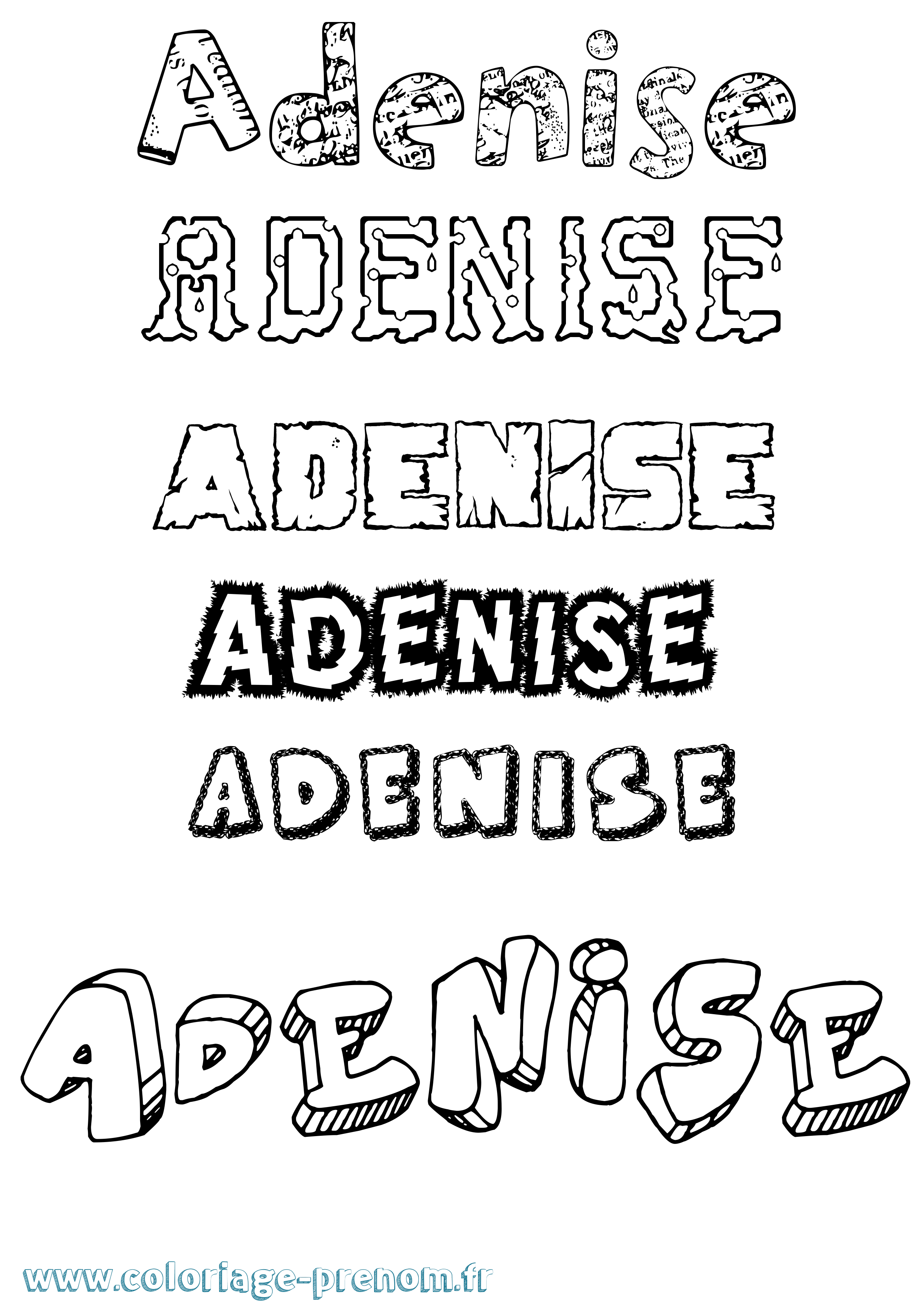 Coloriage prénom Adenise Destructuré