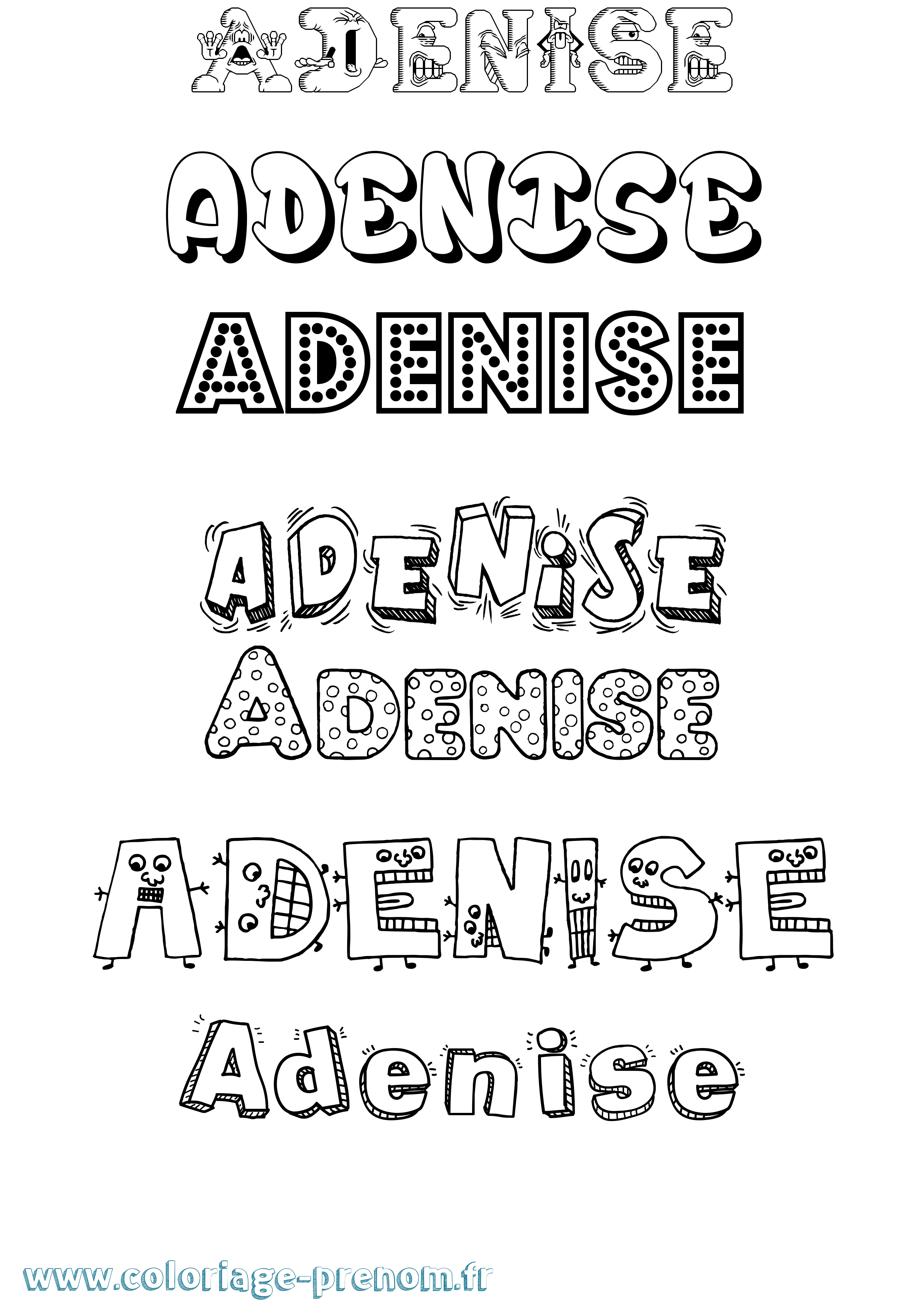 Coloriage prénom Adenise Fun