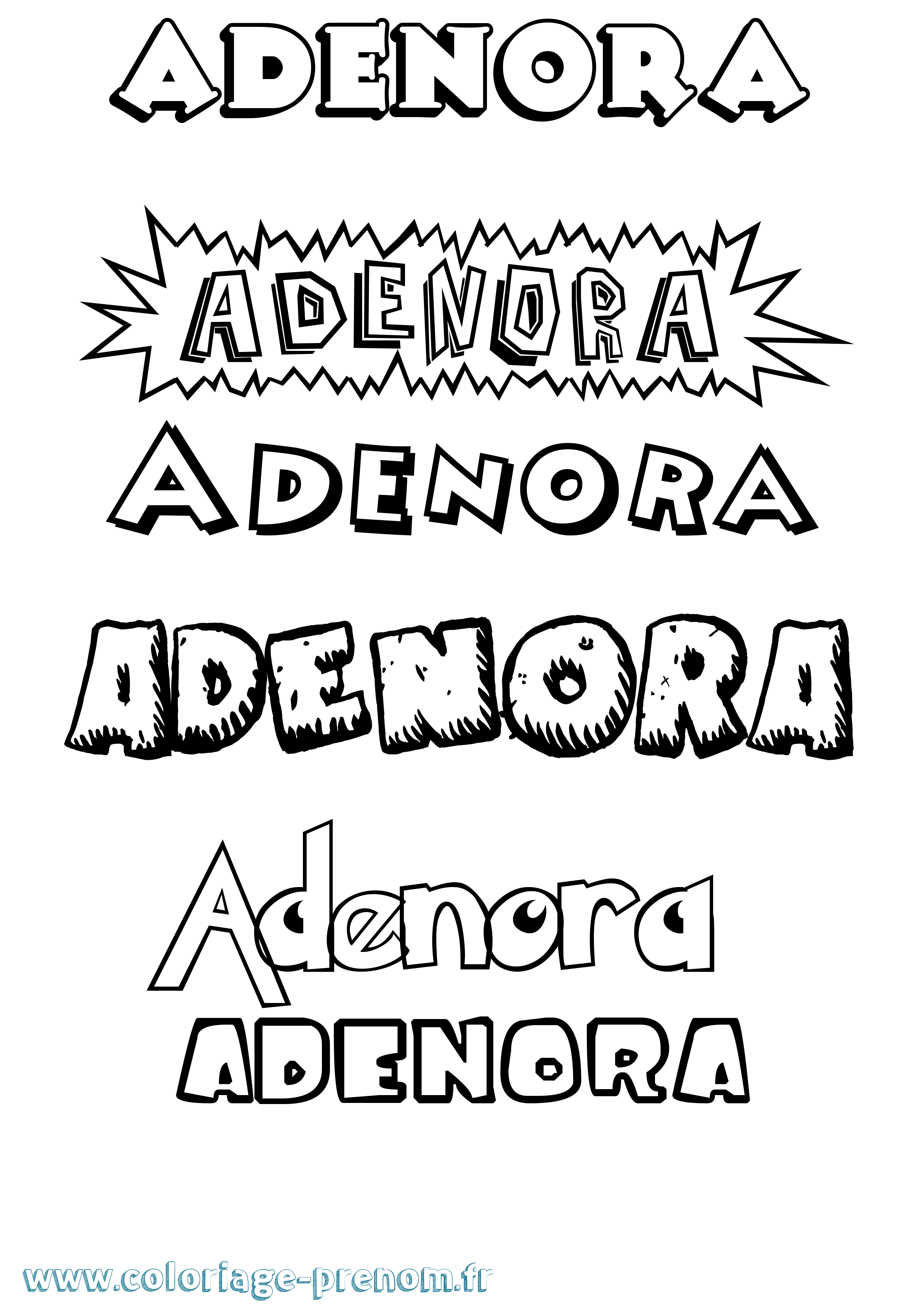 Coloriage prénom Adenora Dessin Animé
