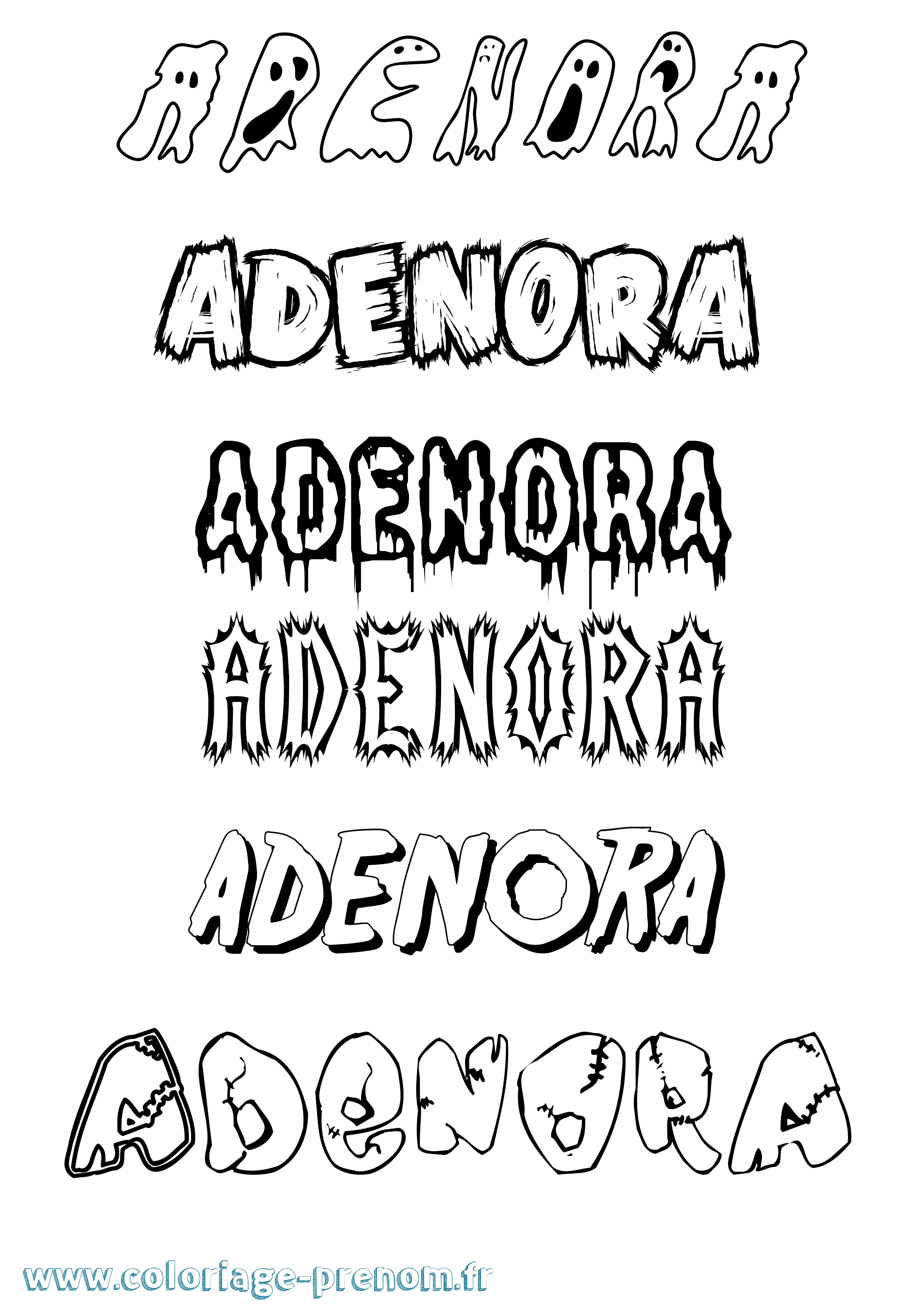 Coloriage prénom Adenora Frisson