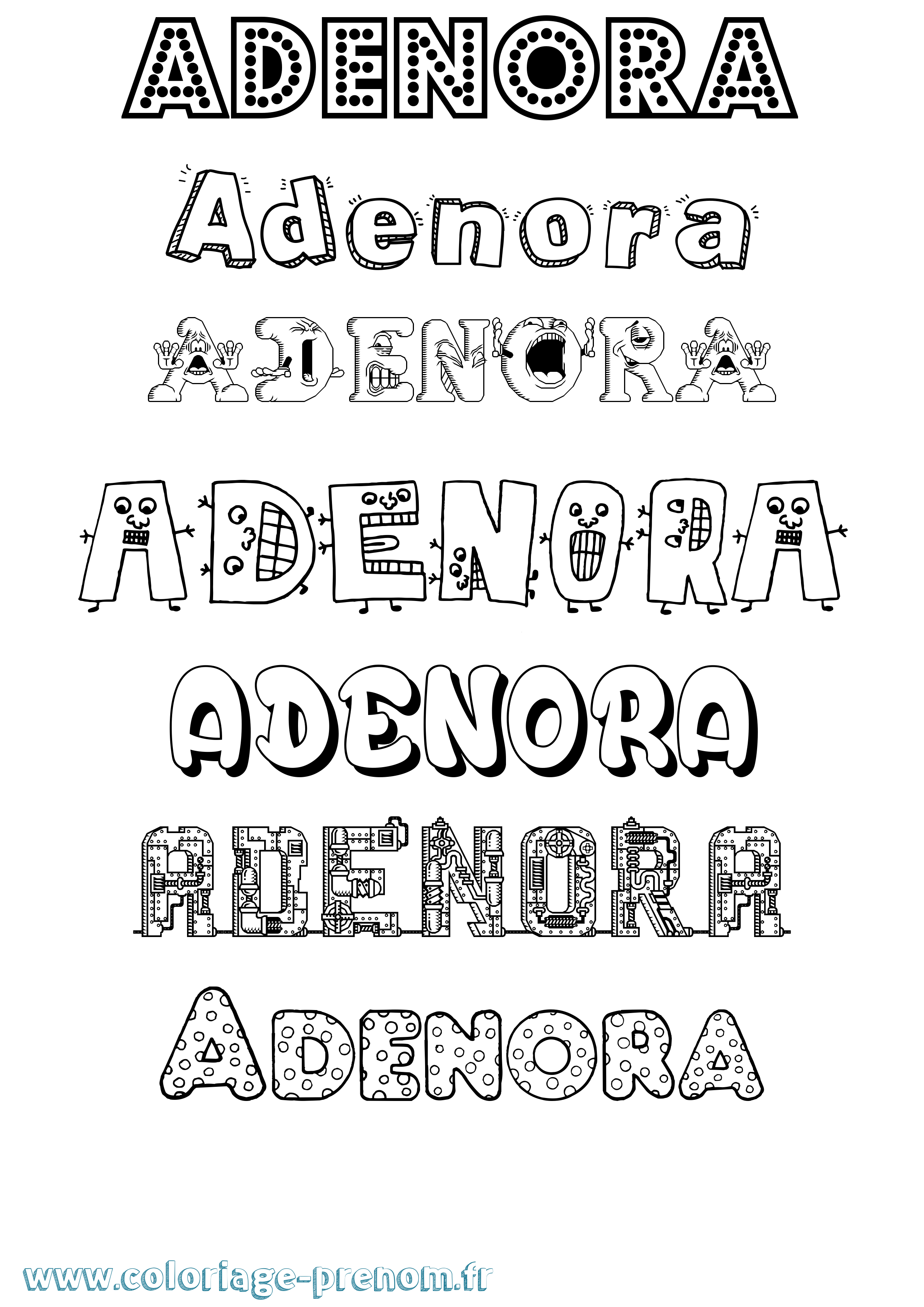 Coloriage prénom Adenora Fun