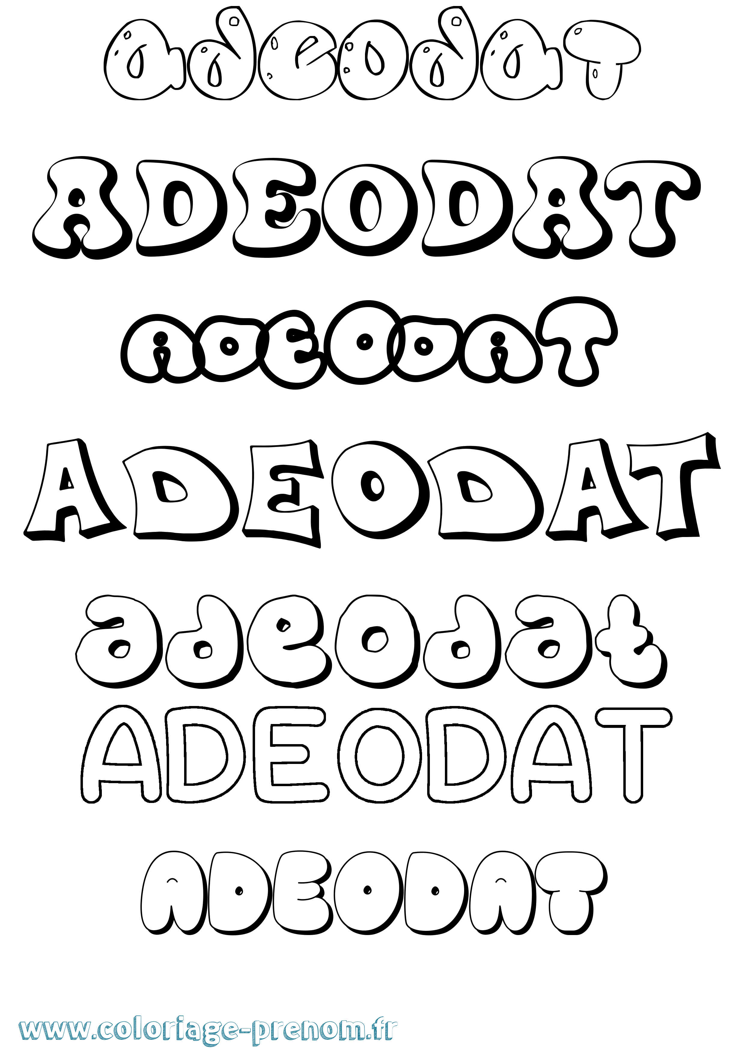 Coloriage prénom Adeodat Bubble