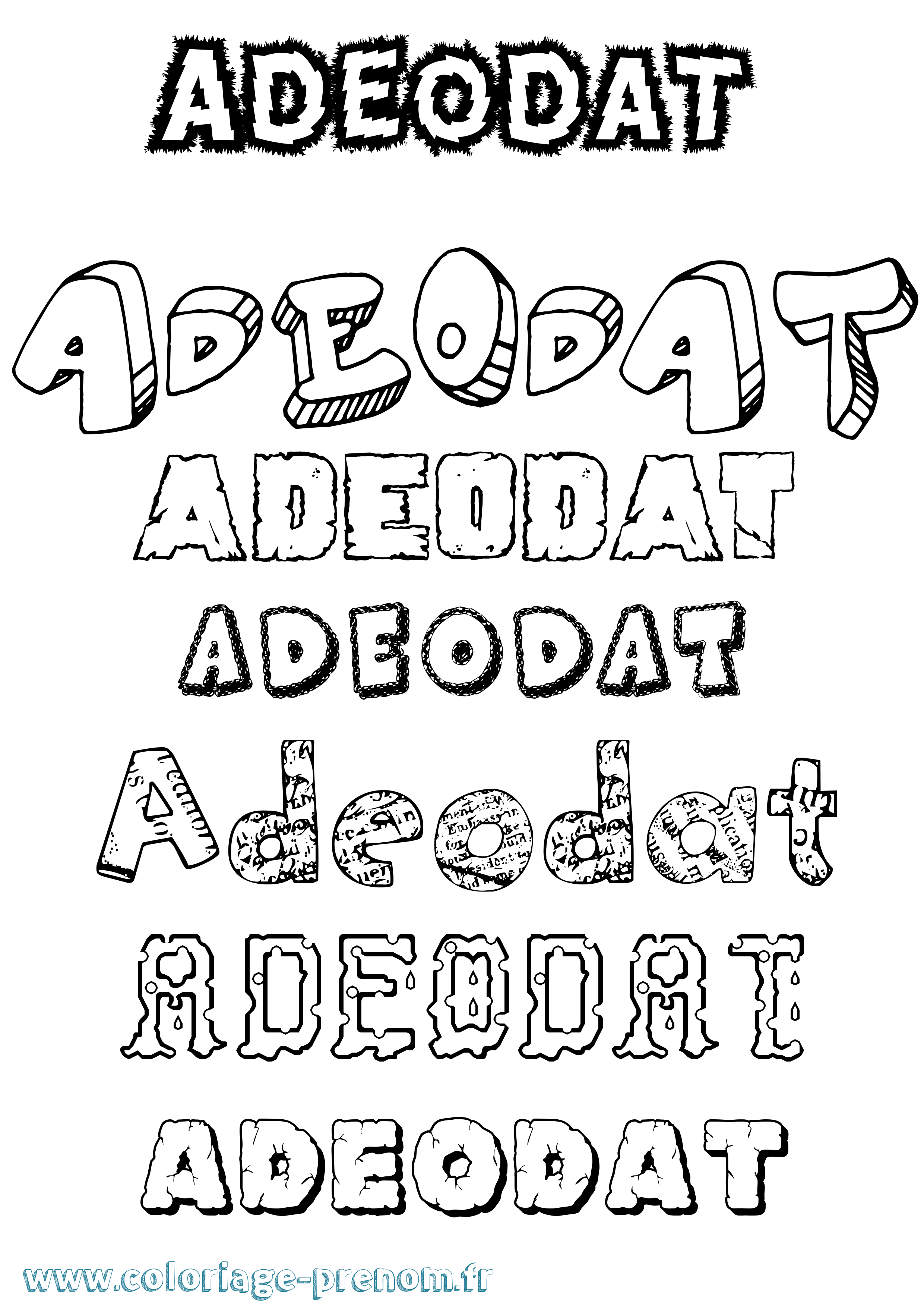 Coloriage prénom Adeodat Destructuré