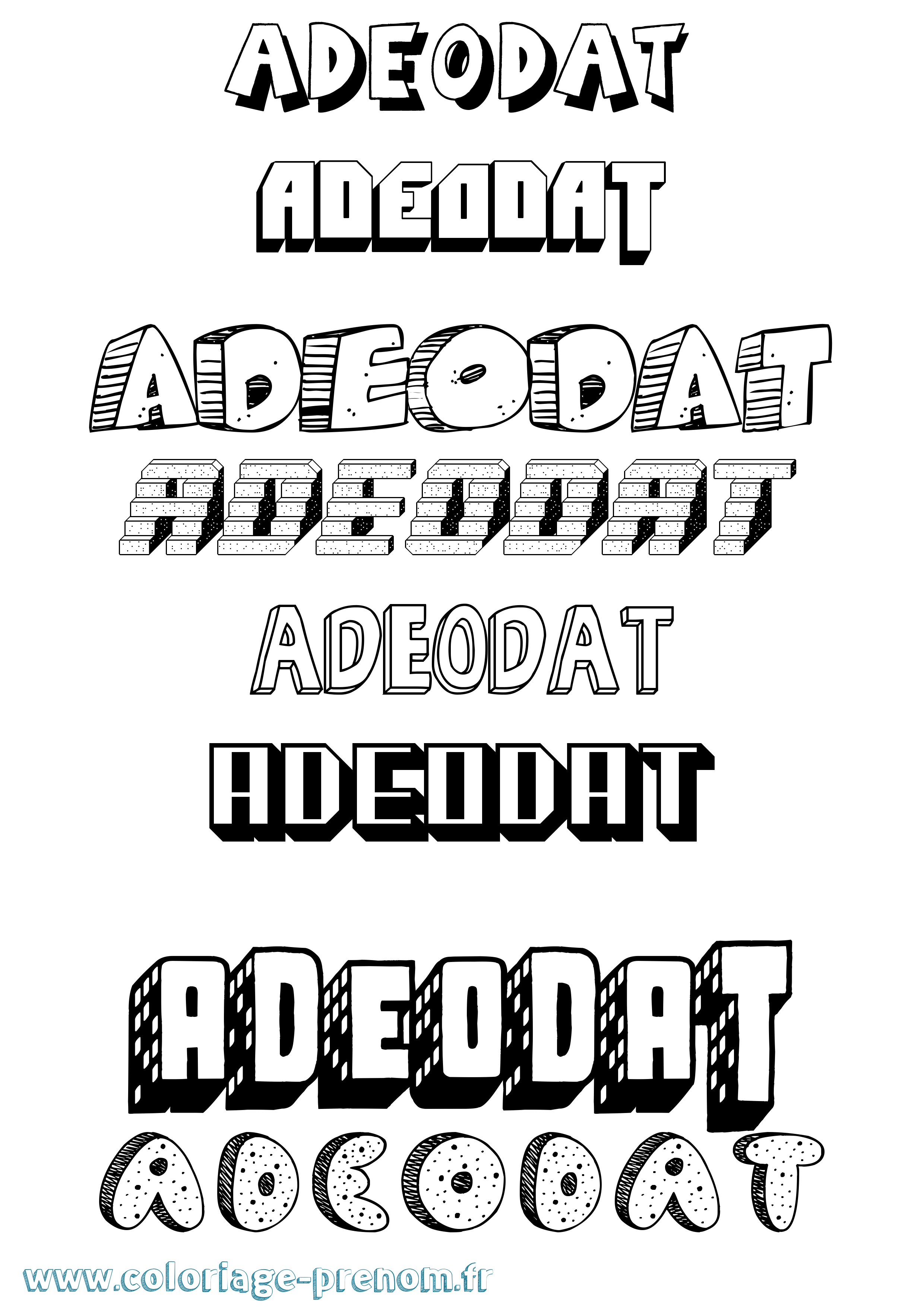 Coloriage prénom Adeodat Effet 3D