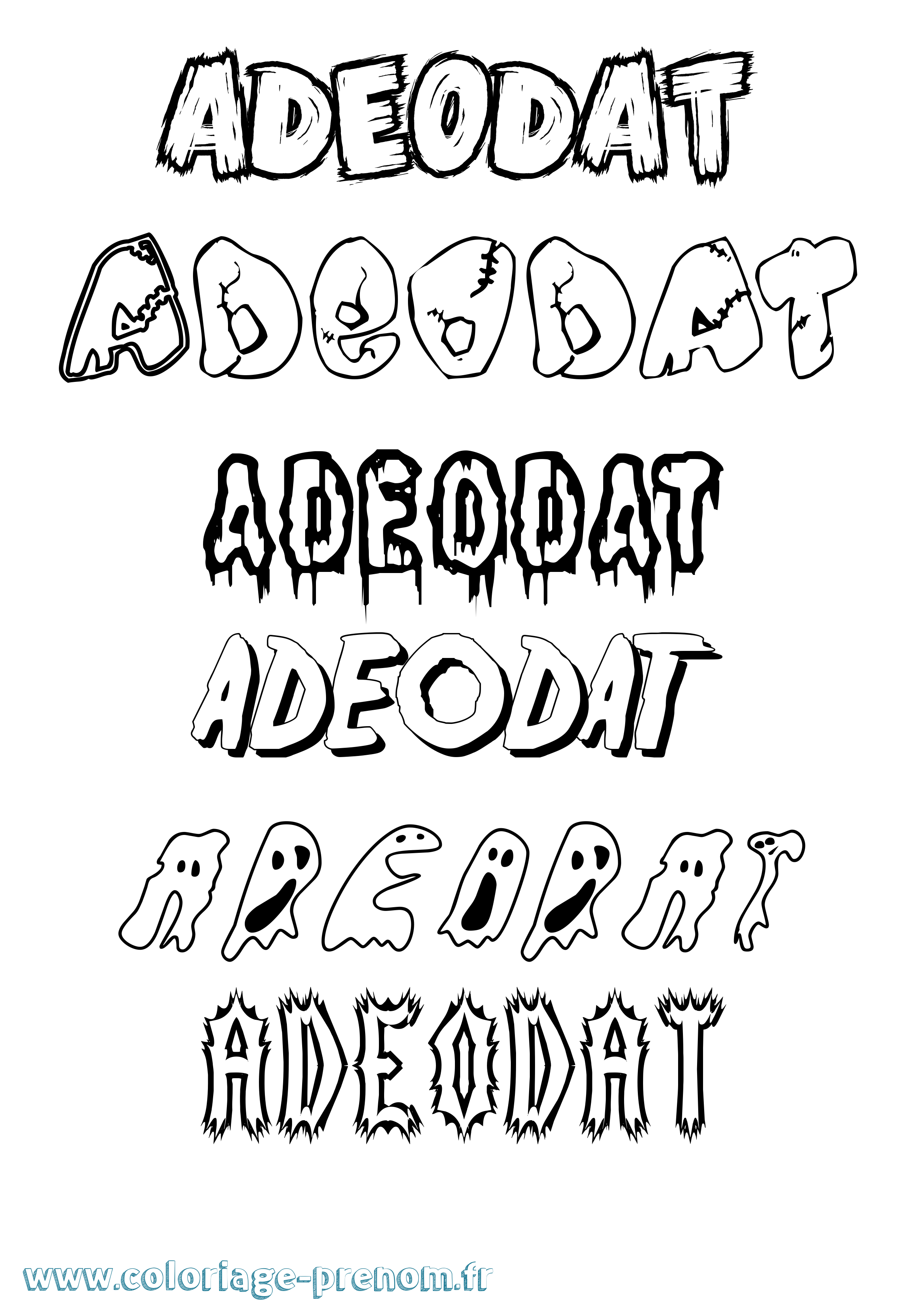 Coloriage Adeodat Frisson Coloriage prénom Adeodat Frisson