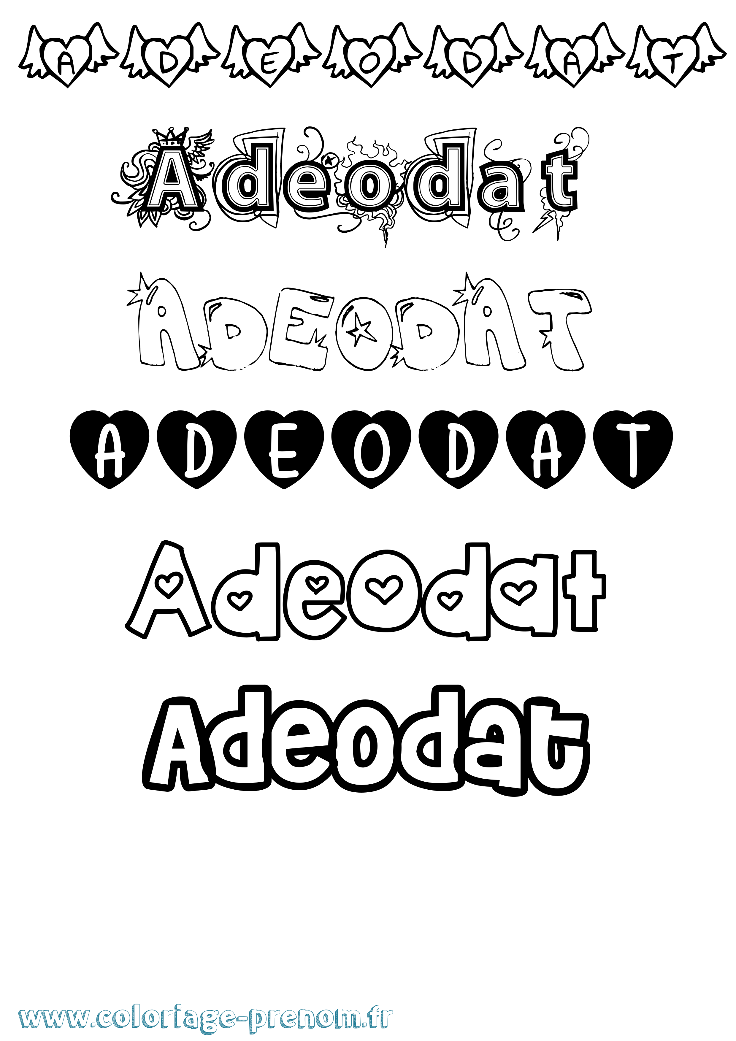 Coloriage Adeodat Girly Coloriage prénom Adeodat Girly