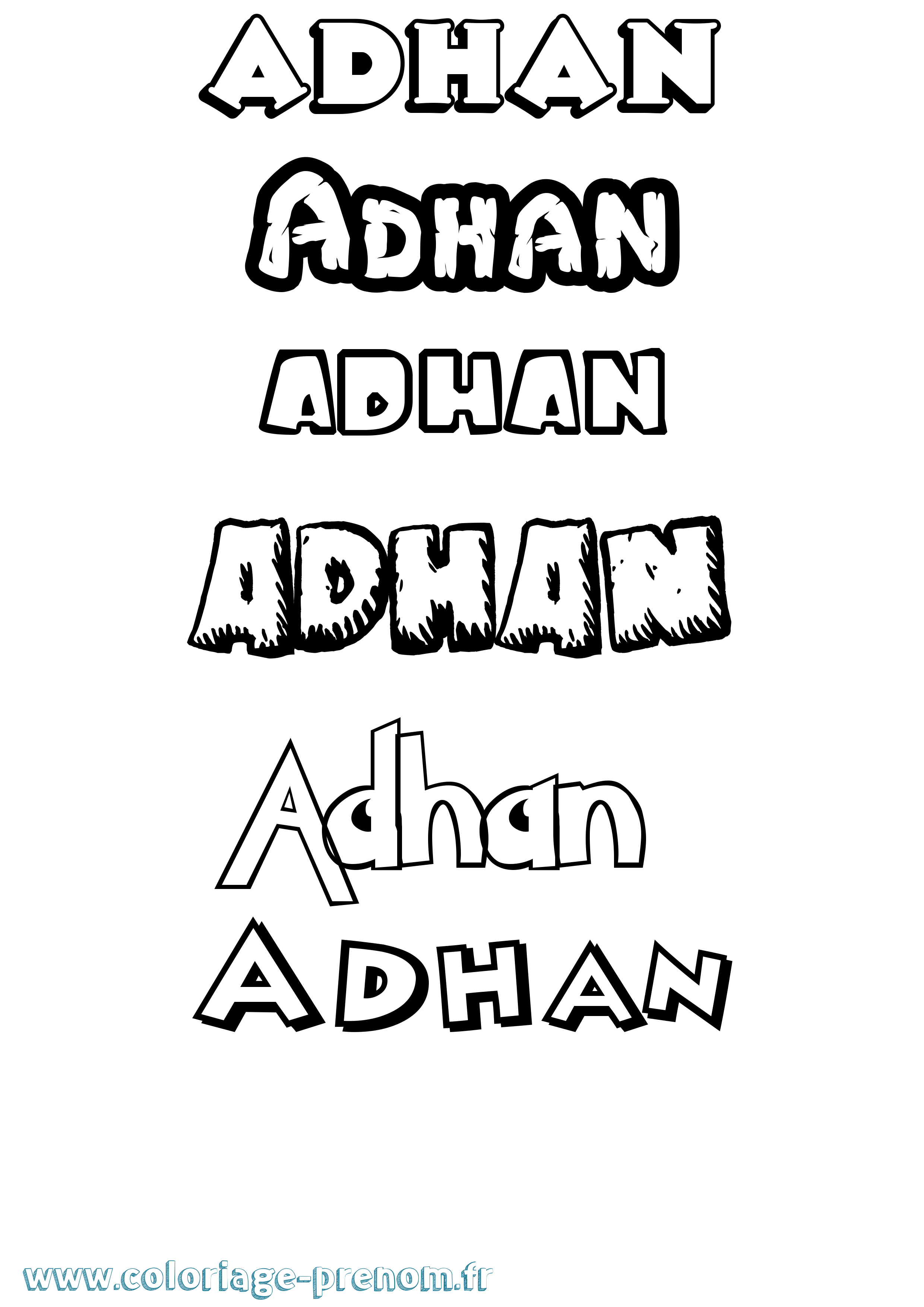 Coloriage prénom Adhan Dessin Animé