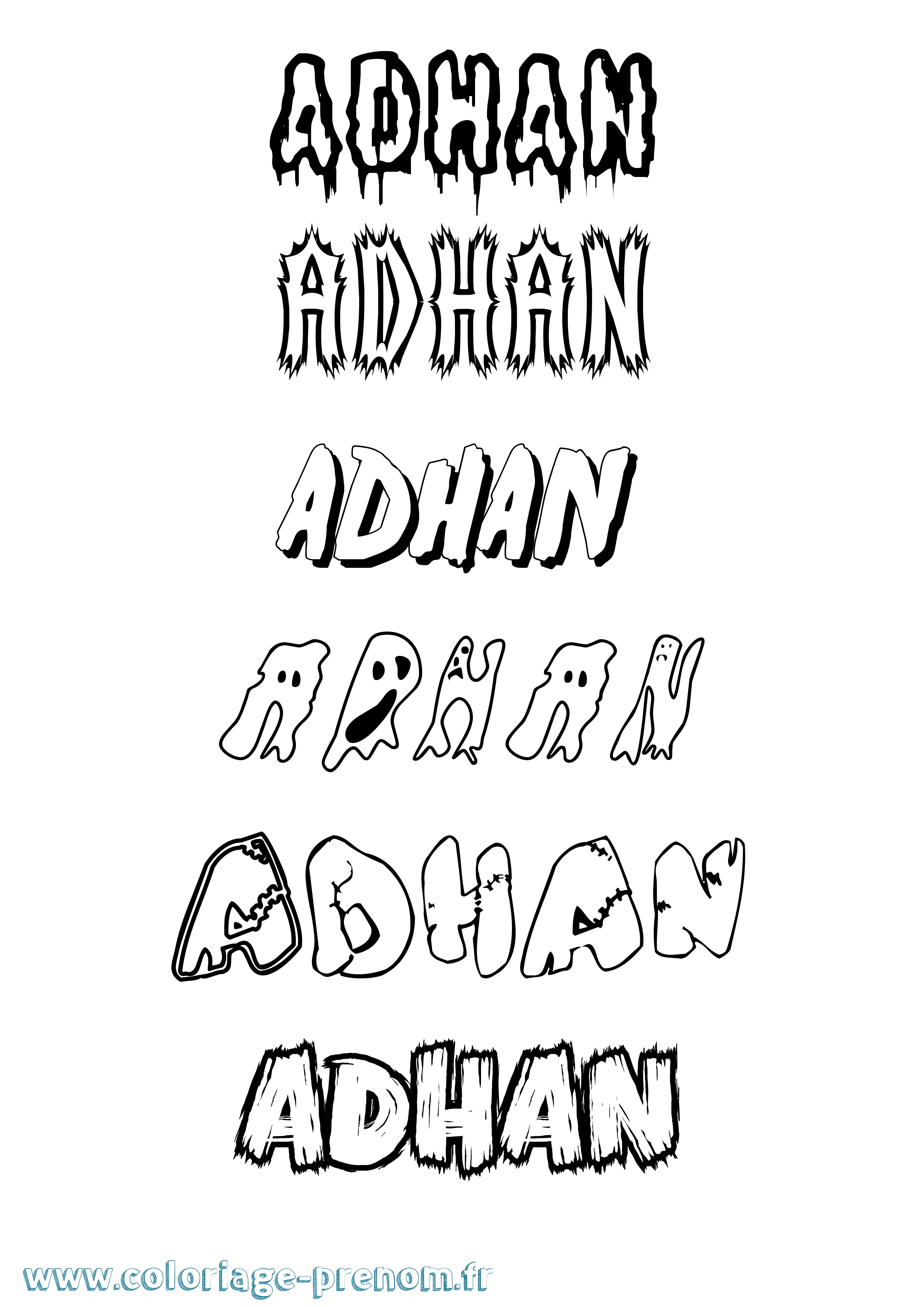 Coloriage prénom Adhan Frisson