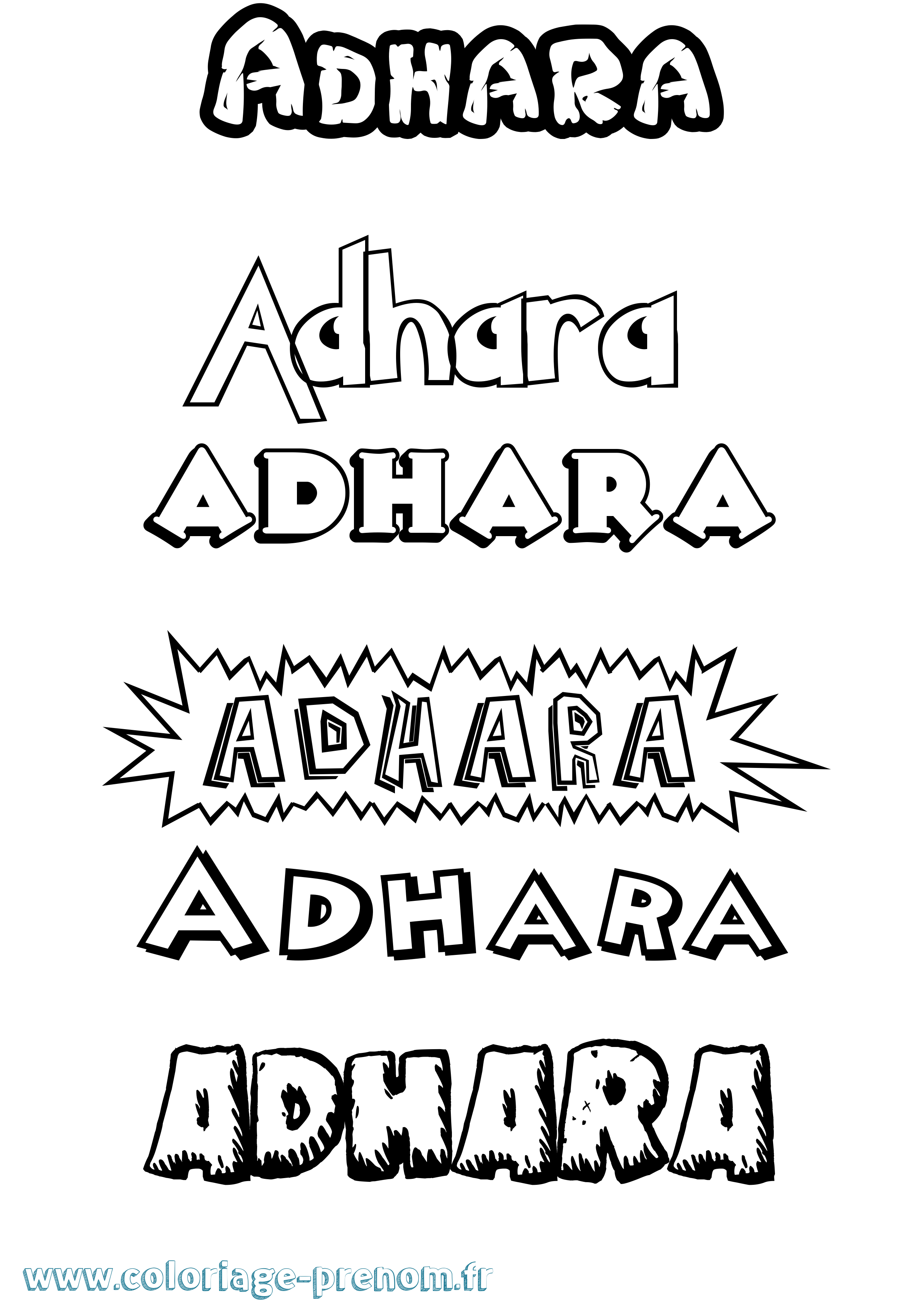 Coloriage prénom Adhara Dessin Animé