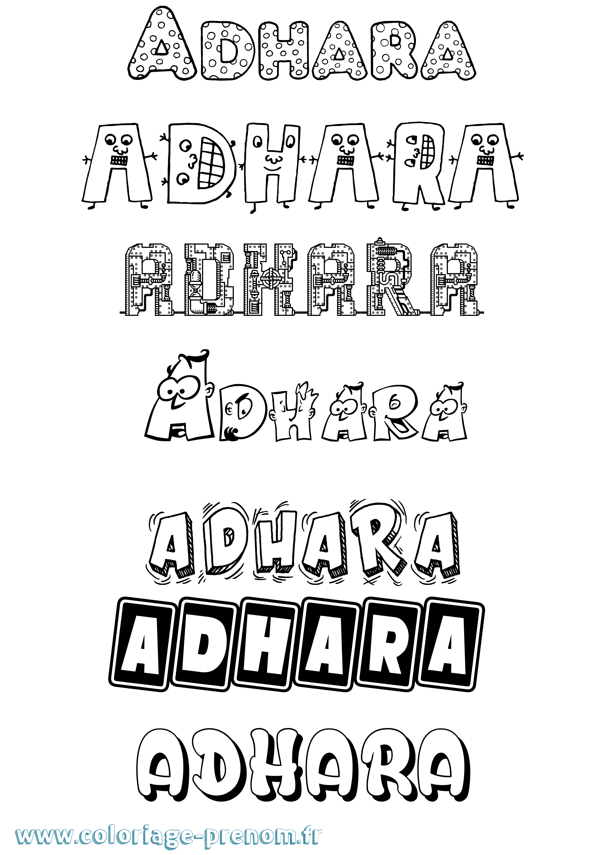 Coloriage prénom Adhara Fun