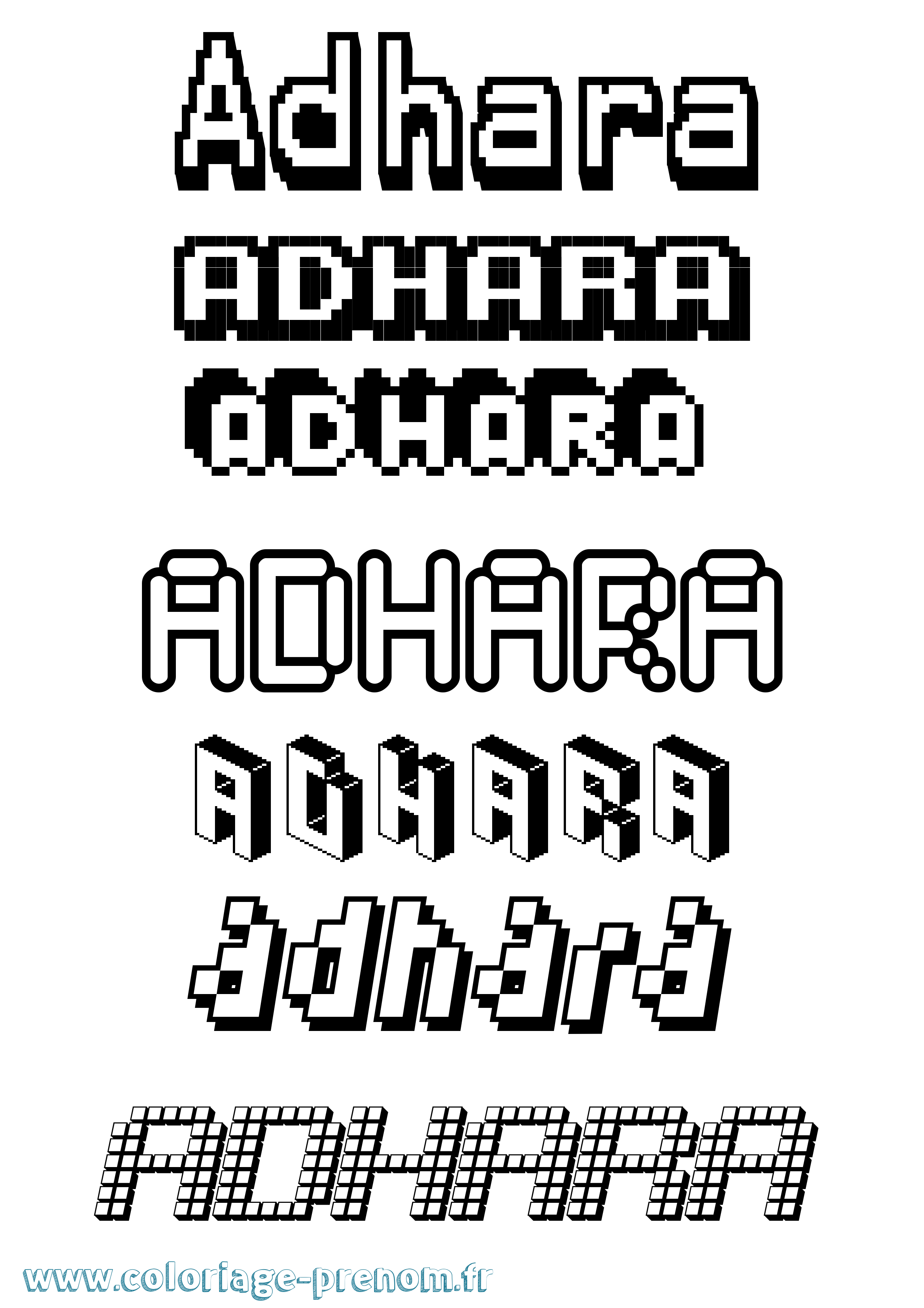 Coloriage prénom Adhara Pixel