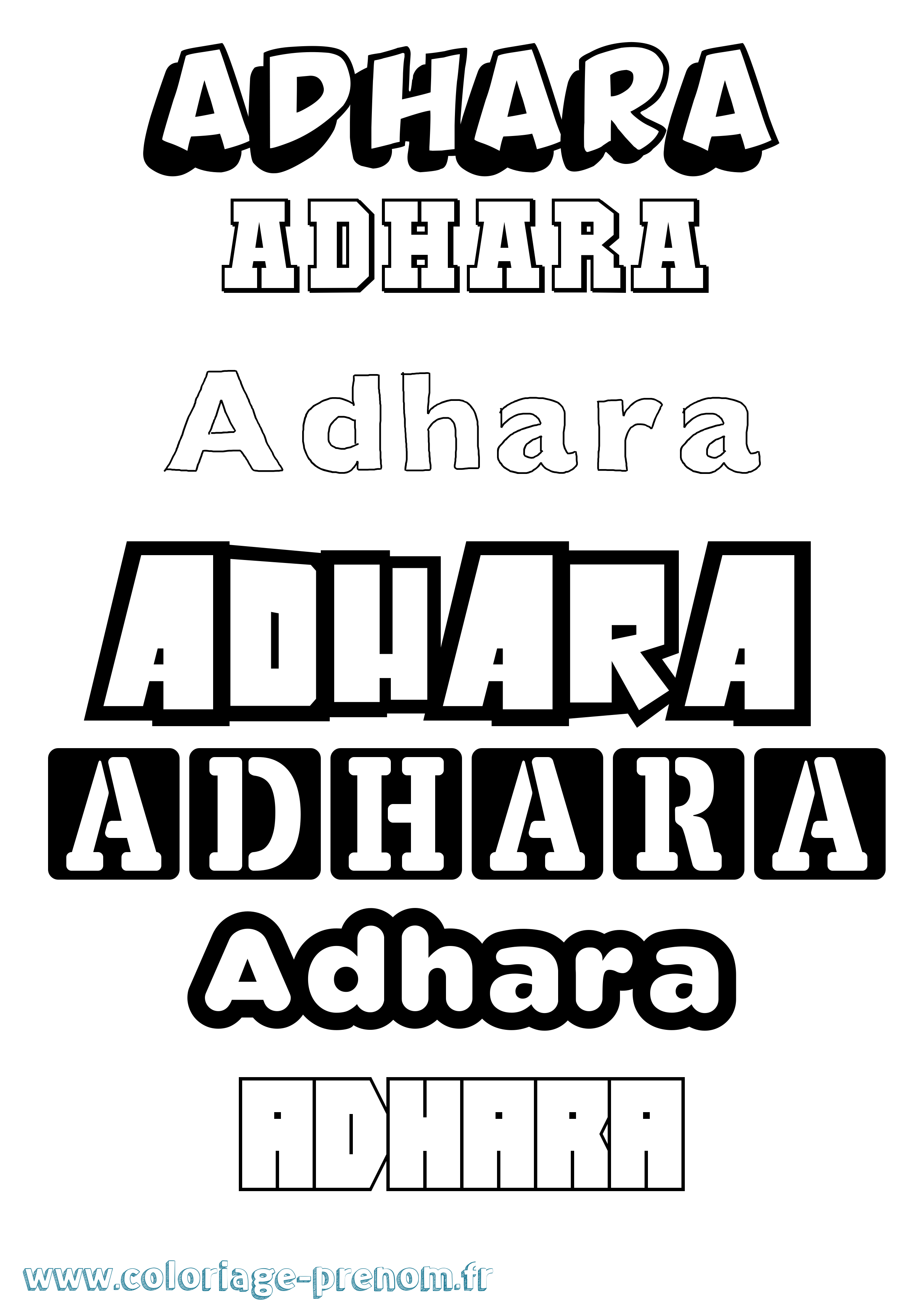 Coloriage prénom Adhara Simple