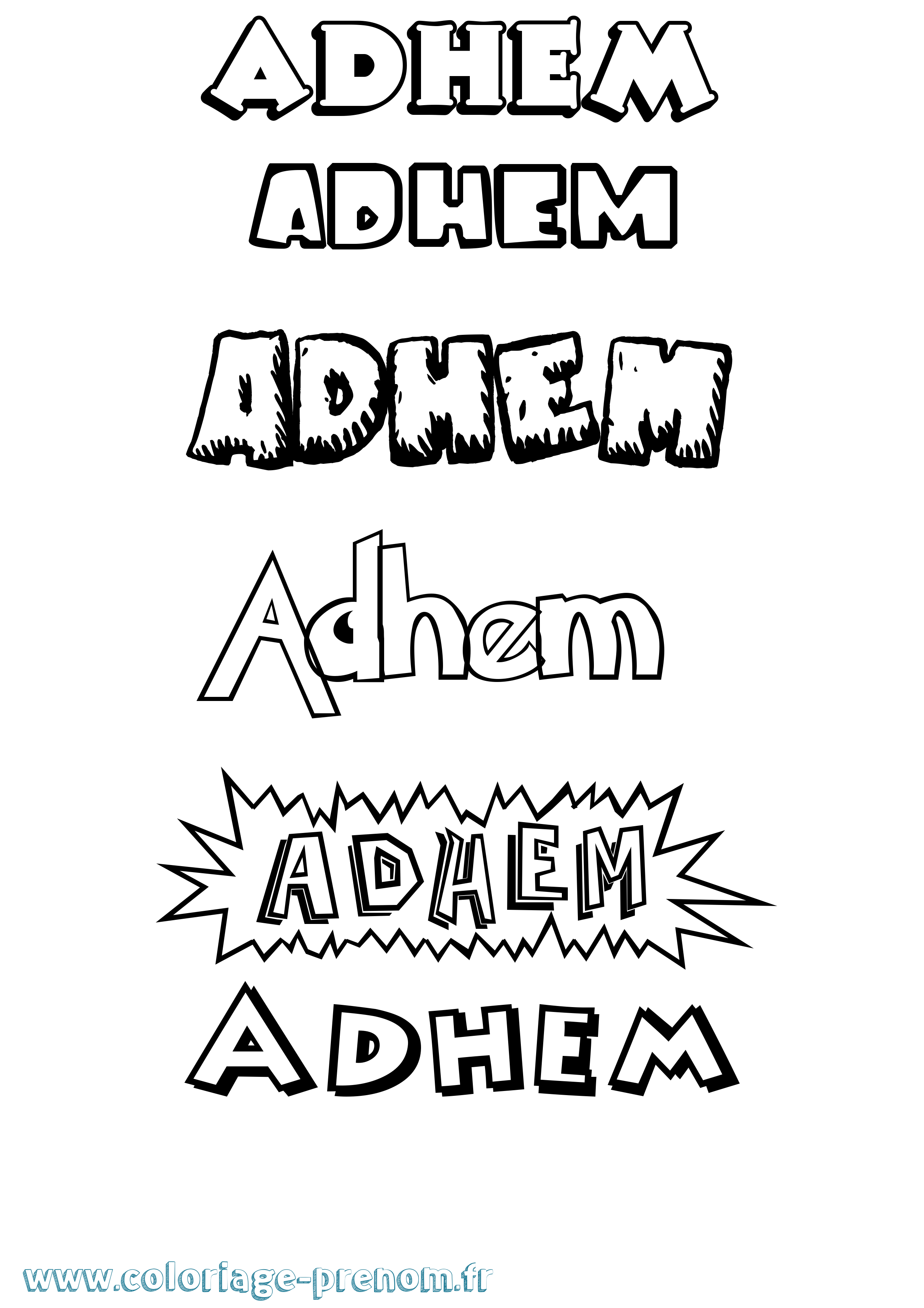 Coloriage Adhem Dessin Animé Coloriage prénom Adhem Dessin Animé