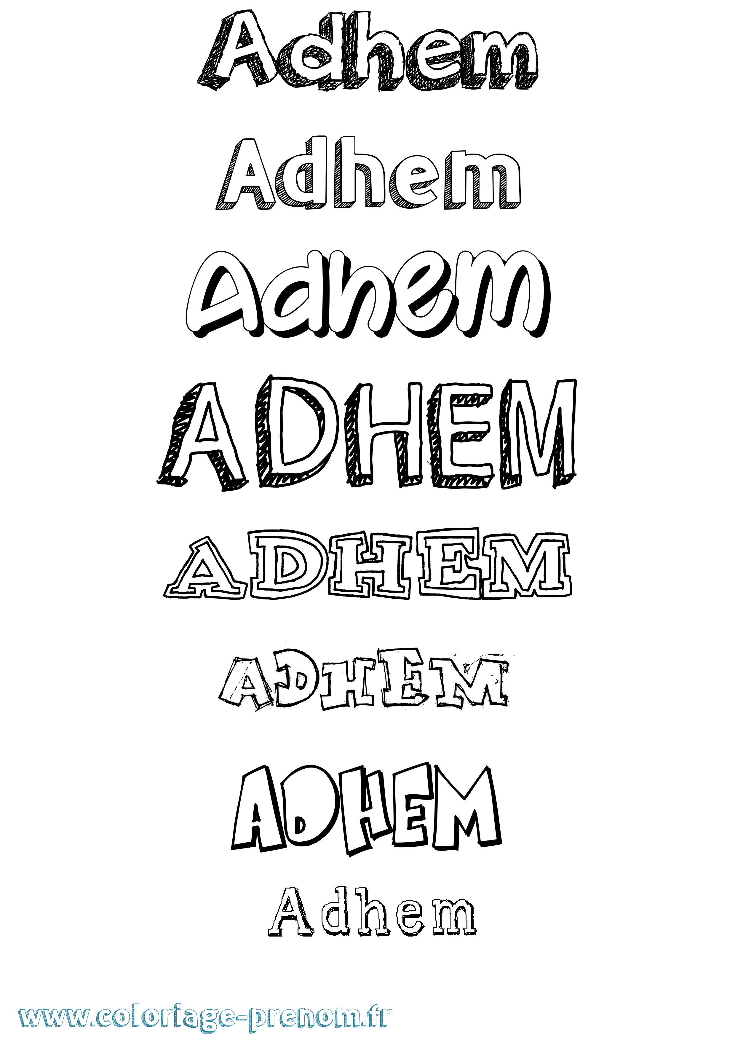 Coloriage prénom Adhem Dessiné
