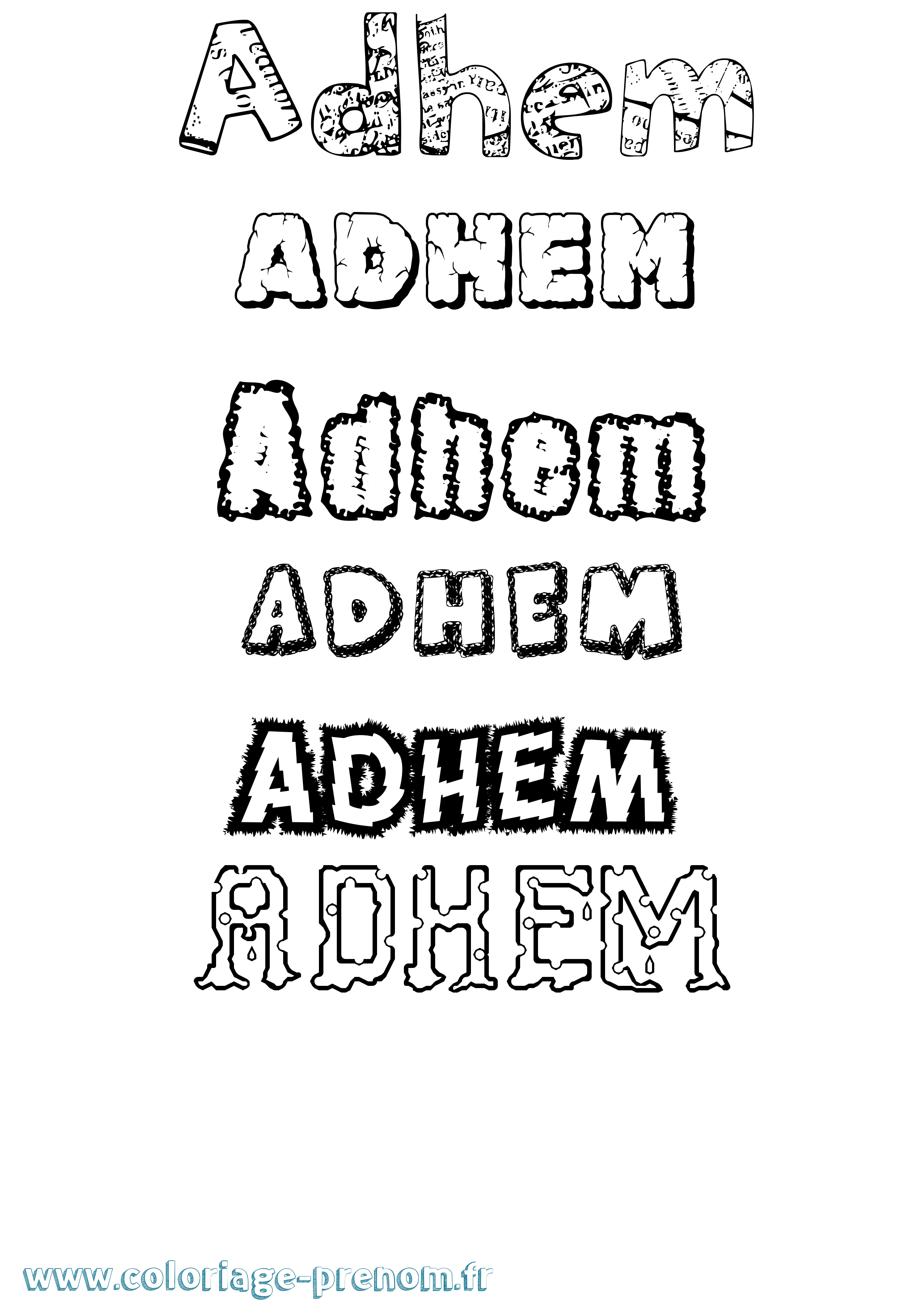 Coloriage Adhem Destructuré Coloriage prénom Adhem Destructuré