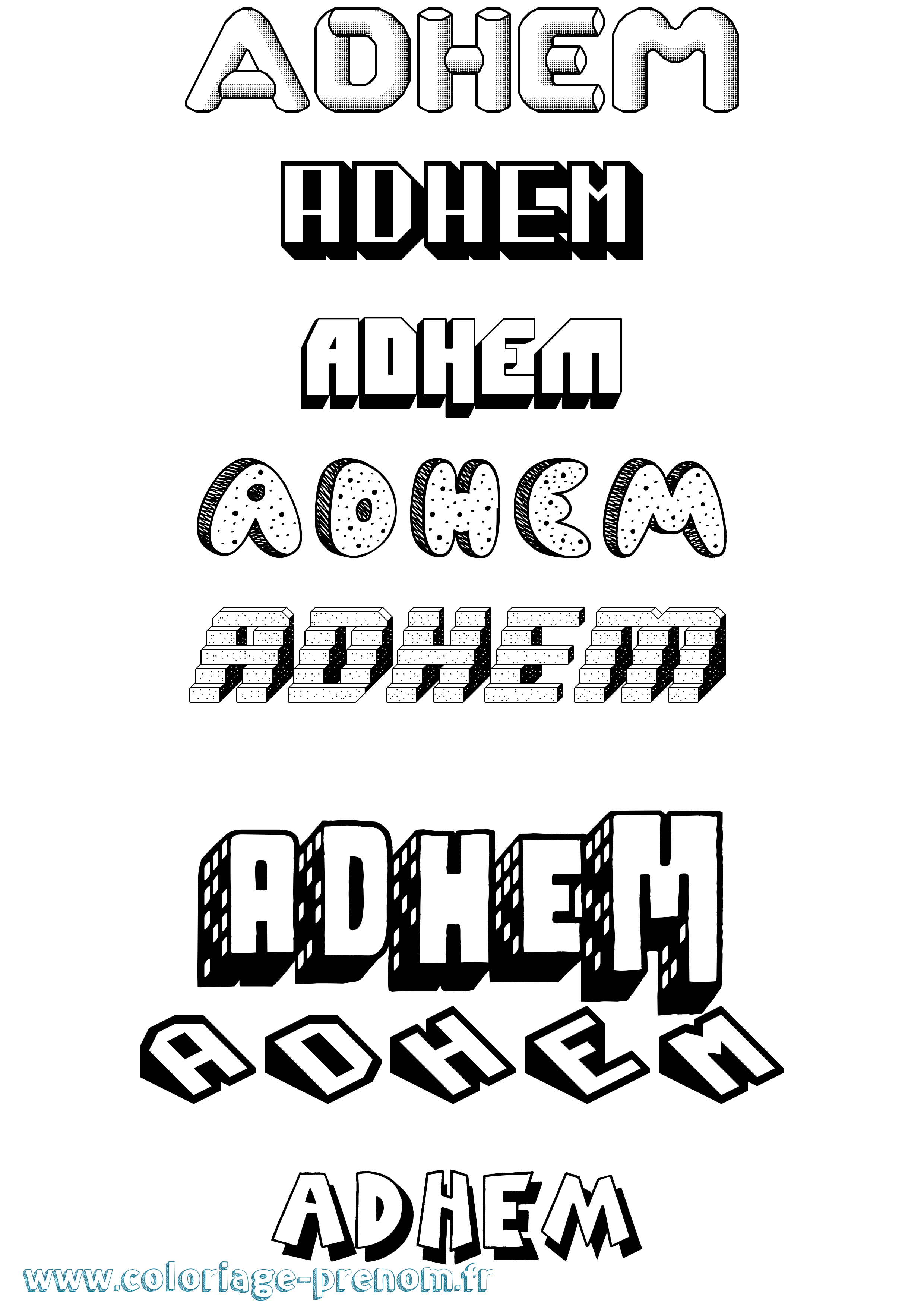 Coloriage Adhem Effet 3D Coloriage prénom Adhem Effet 3D