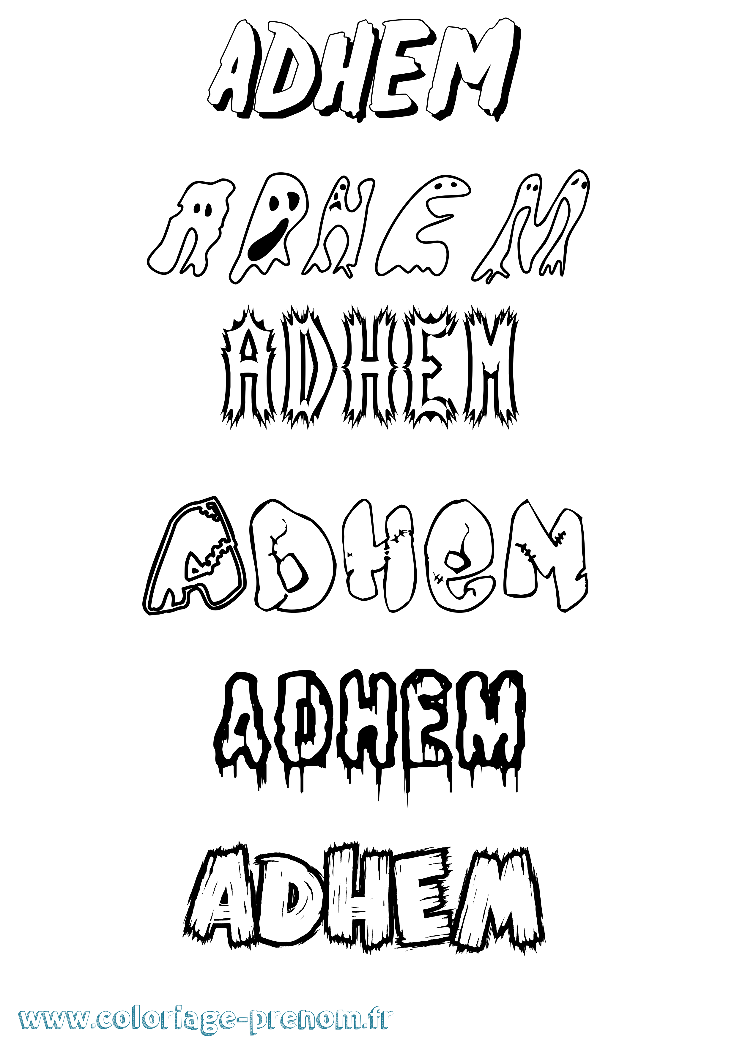 Coloriage Adhem Frisson Coloriage prénom Adhem Frisson