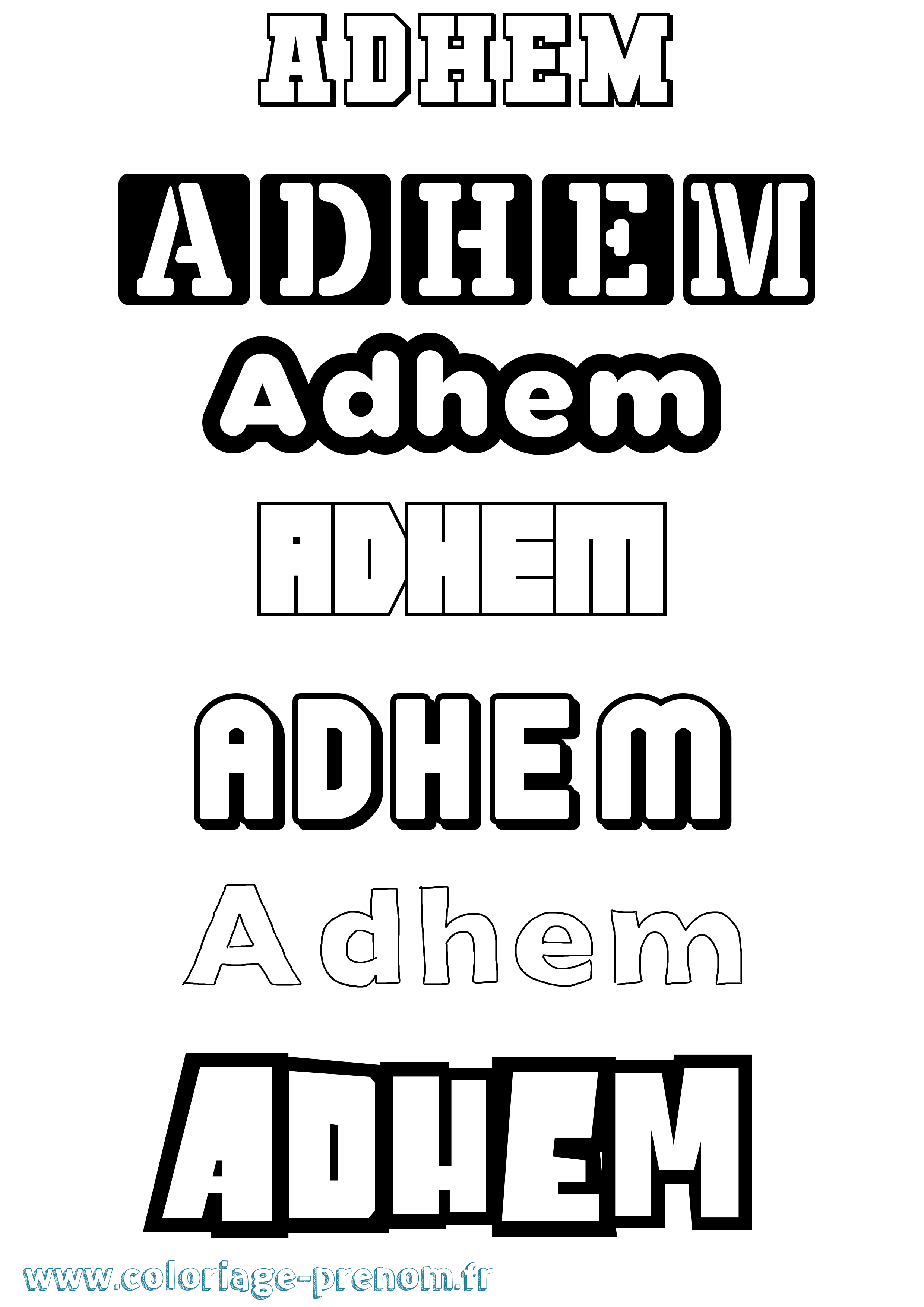 Coloriage prénom Adhem Simple