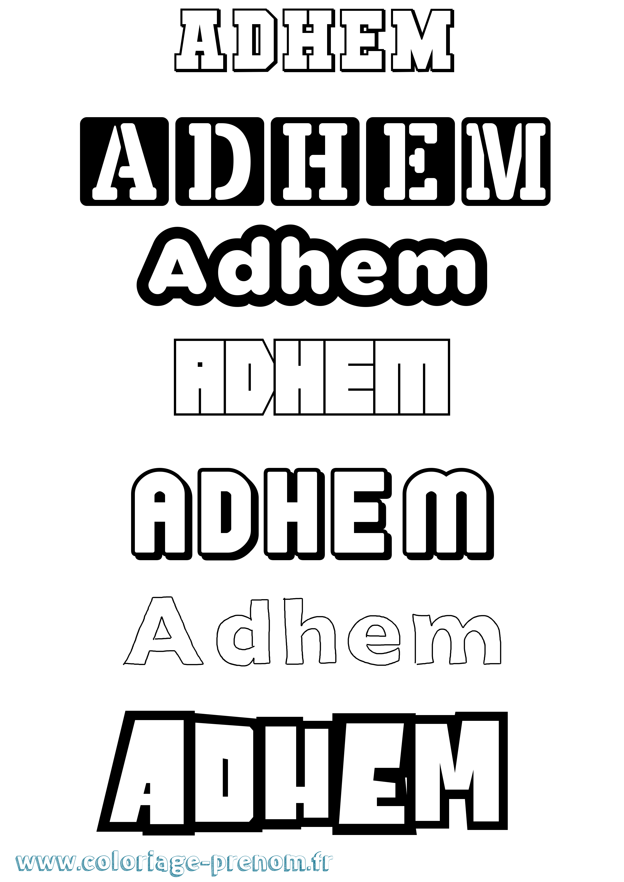 Coloriage Adhem Simple Coloriage prénom Adhem Simple