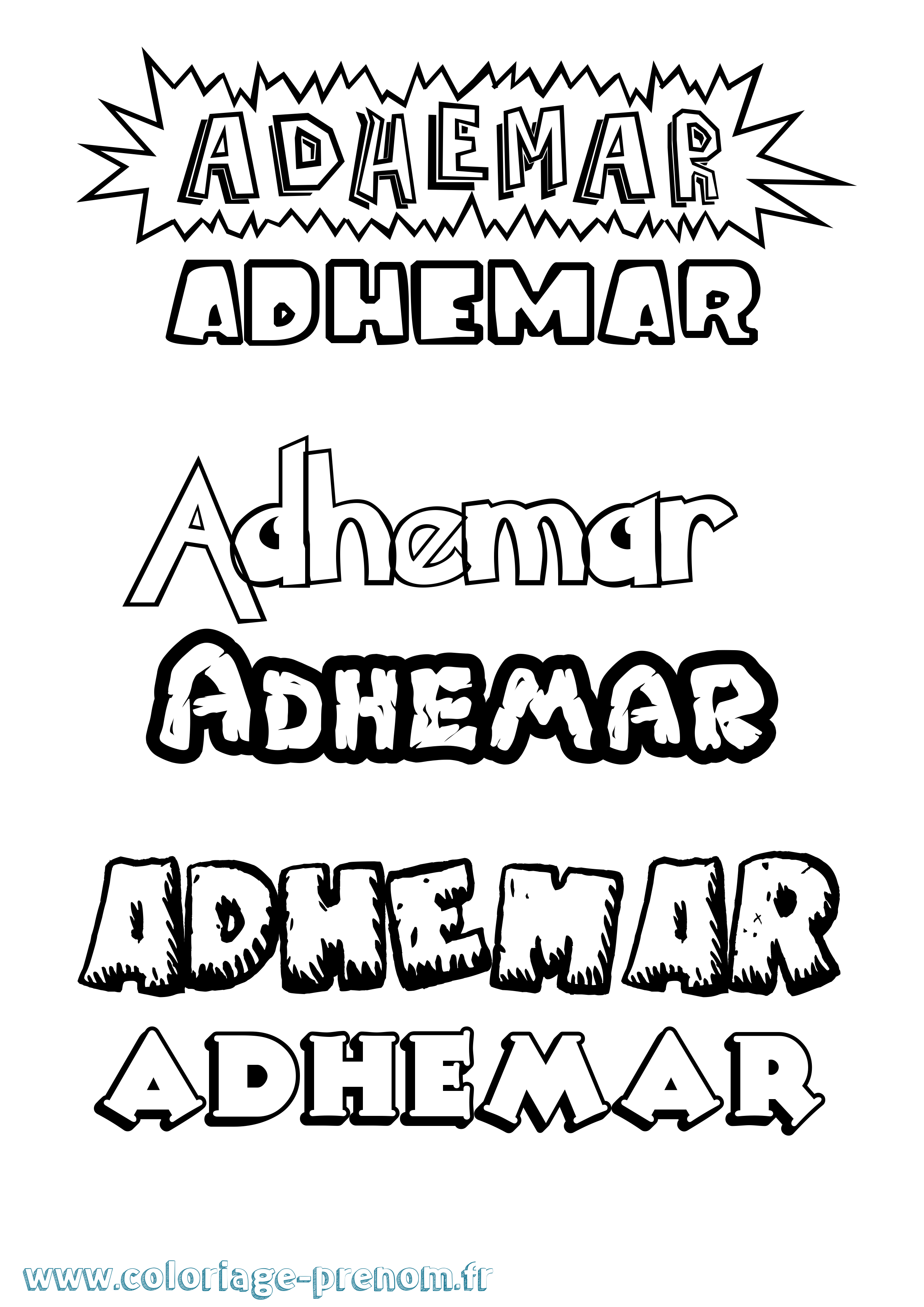 Coloriage prénom Adhemar Dessin Animé