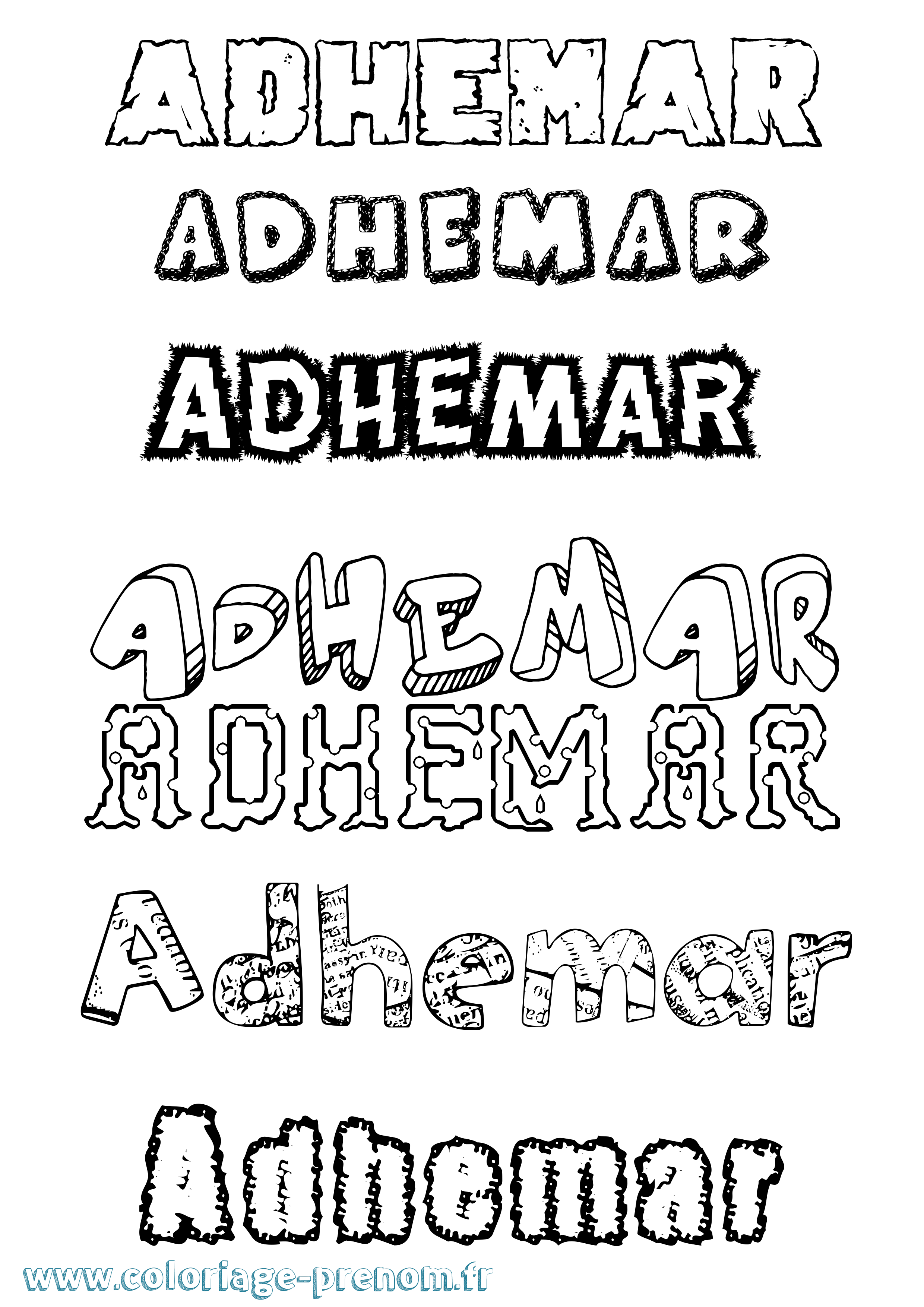 Coloriage prénom Adhemar Destructuré