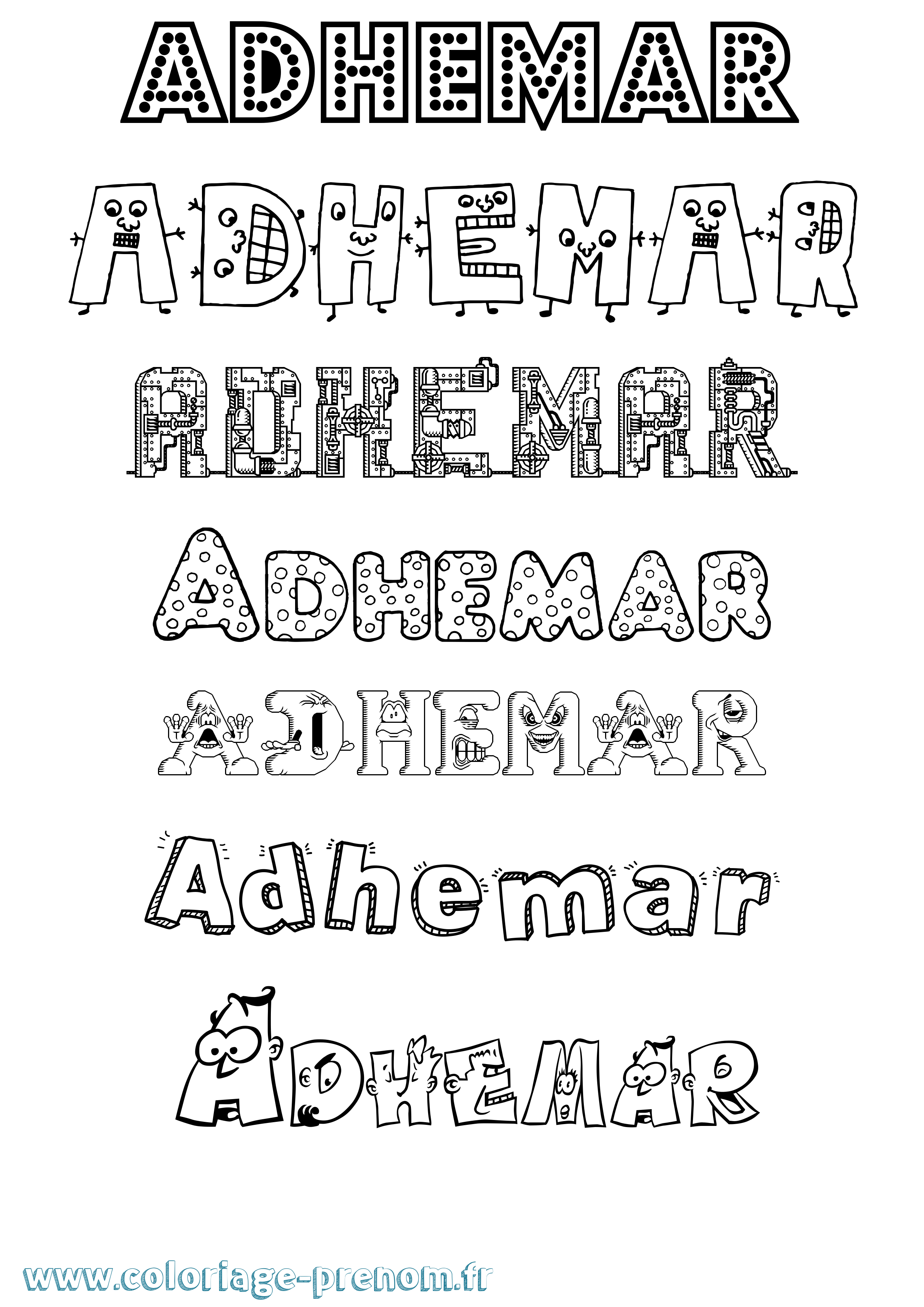 Coloriage prénom Adhemar Fun