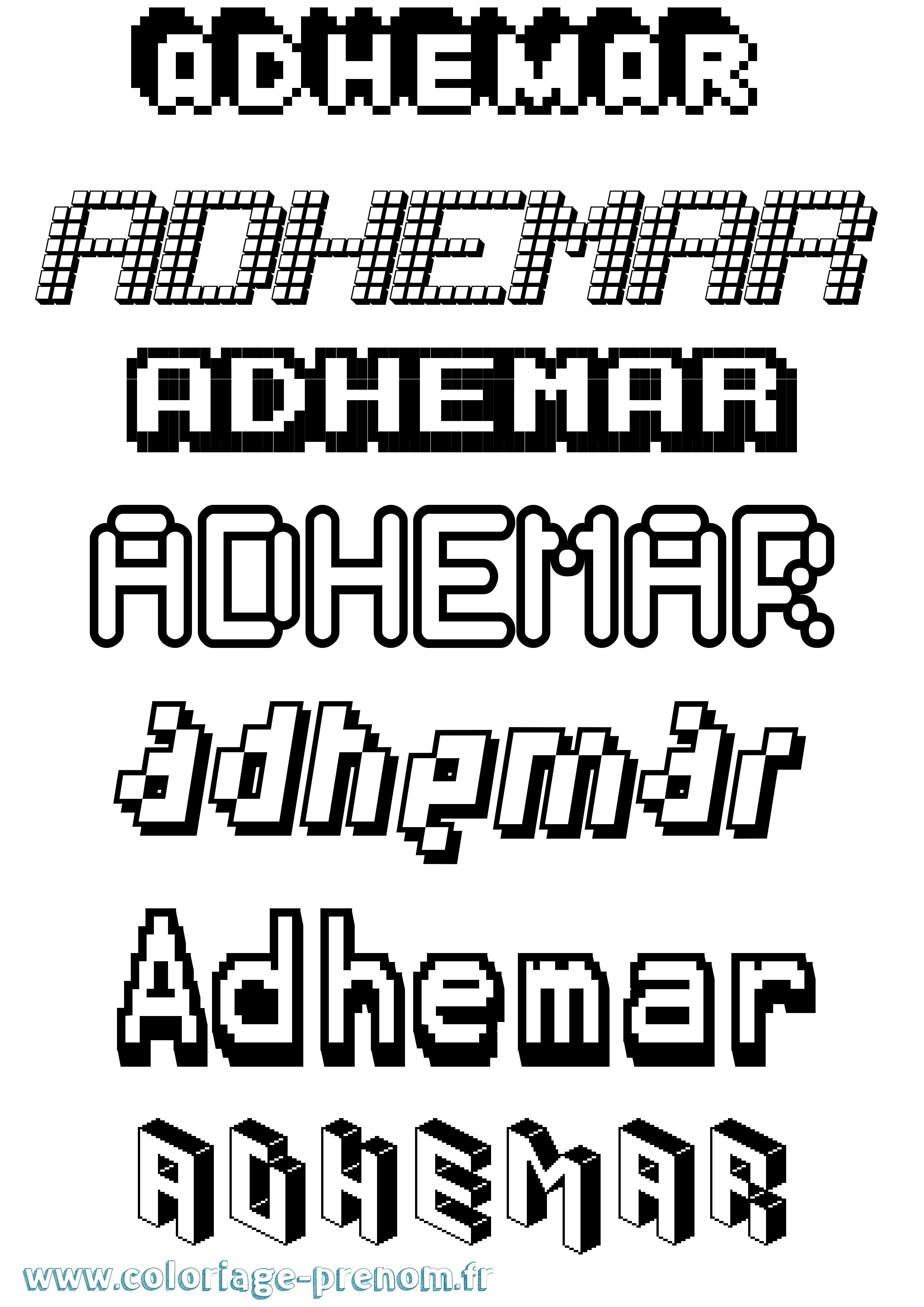 Coloriage prénom Adhemar Pixel