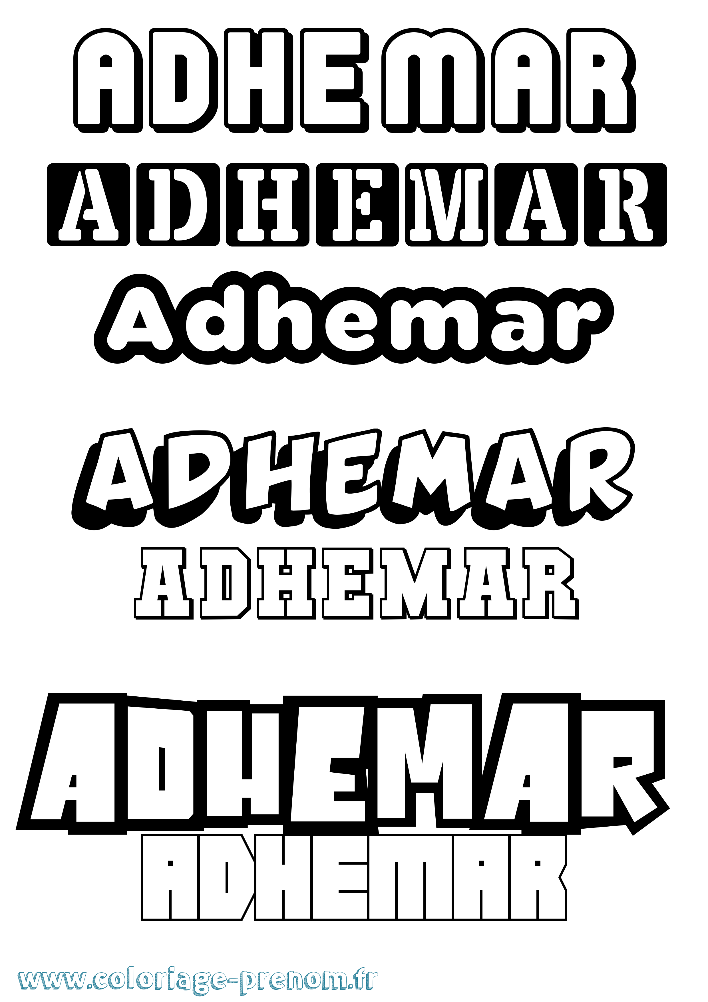 Coloriage prénom Adhemar Simple