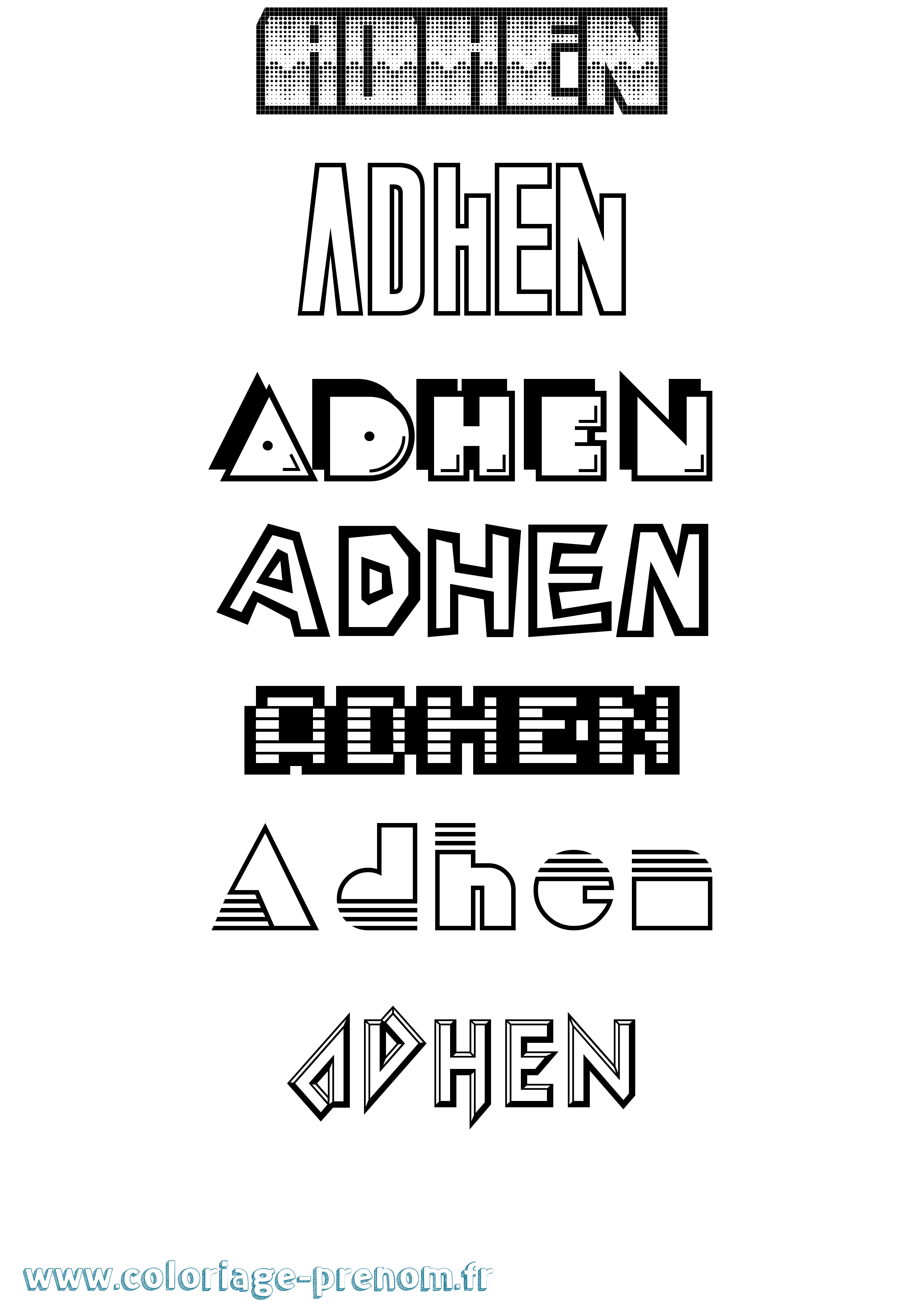 Coloriage prénom Adhen Jeux Vidéos