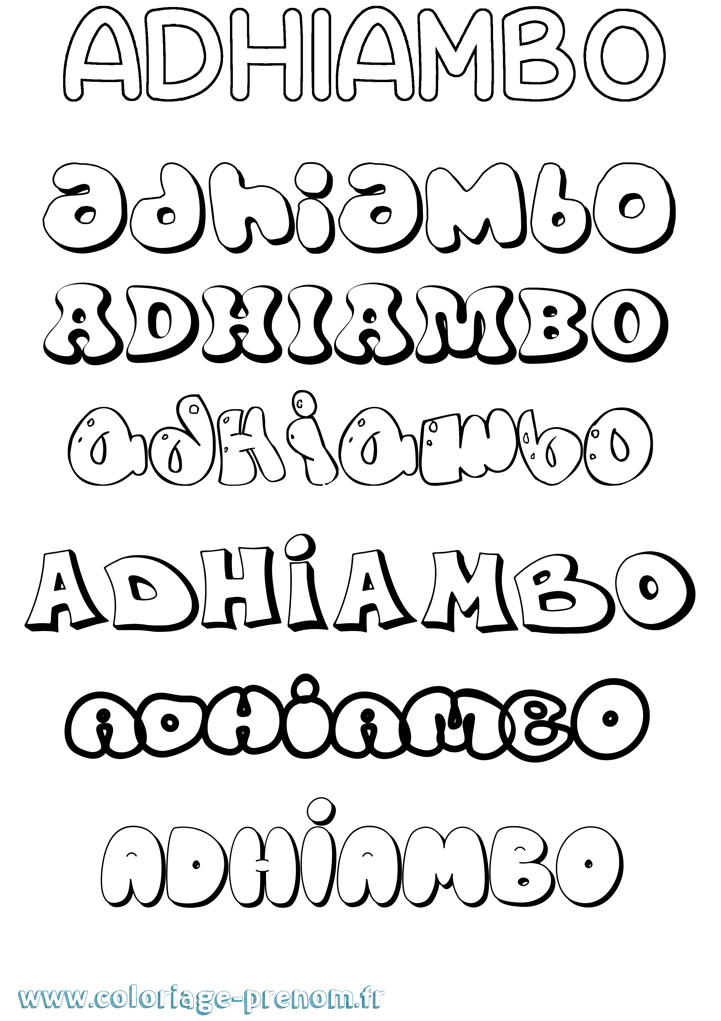 Coloriage prénom Adhiambo Bubble