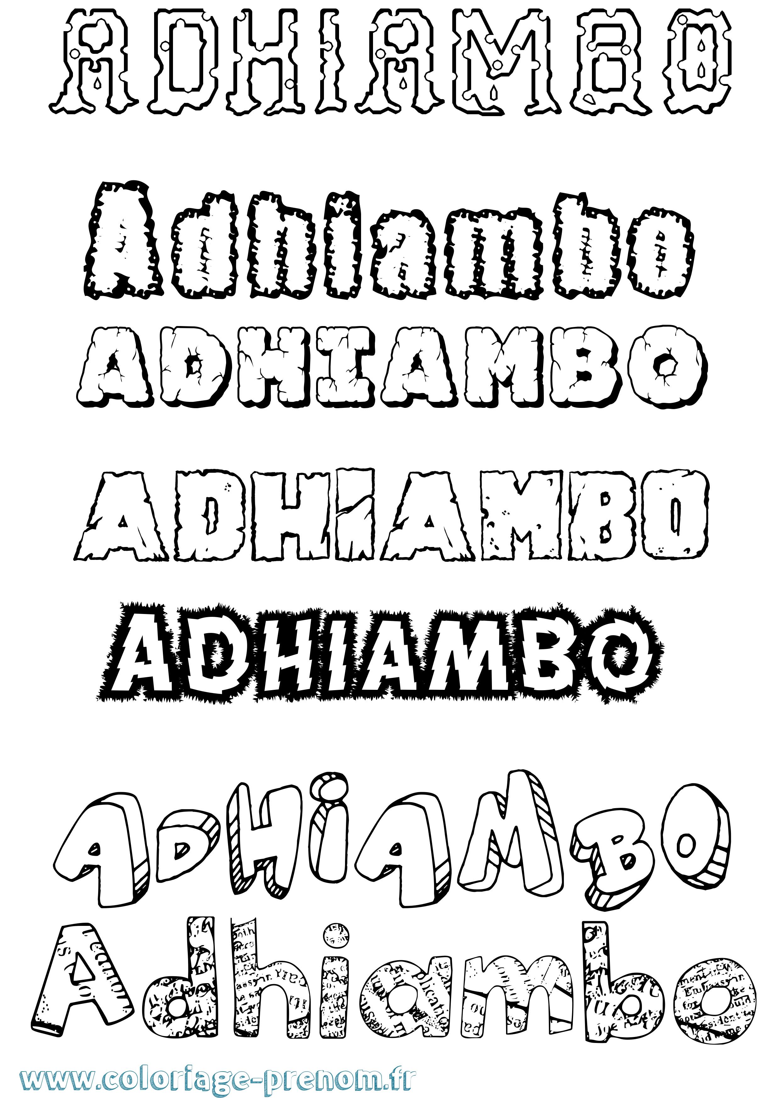 Coloriage prénom Adhiambo Destructuré