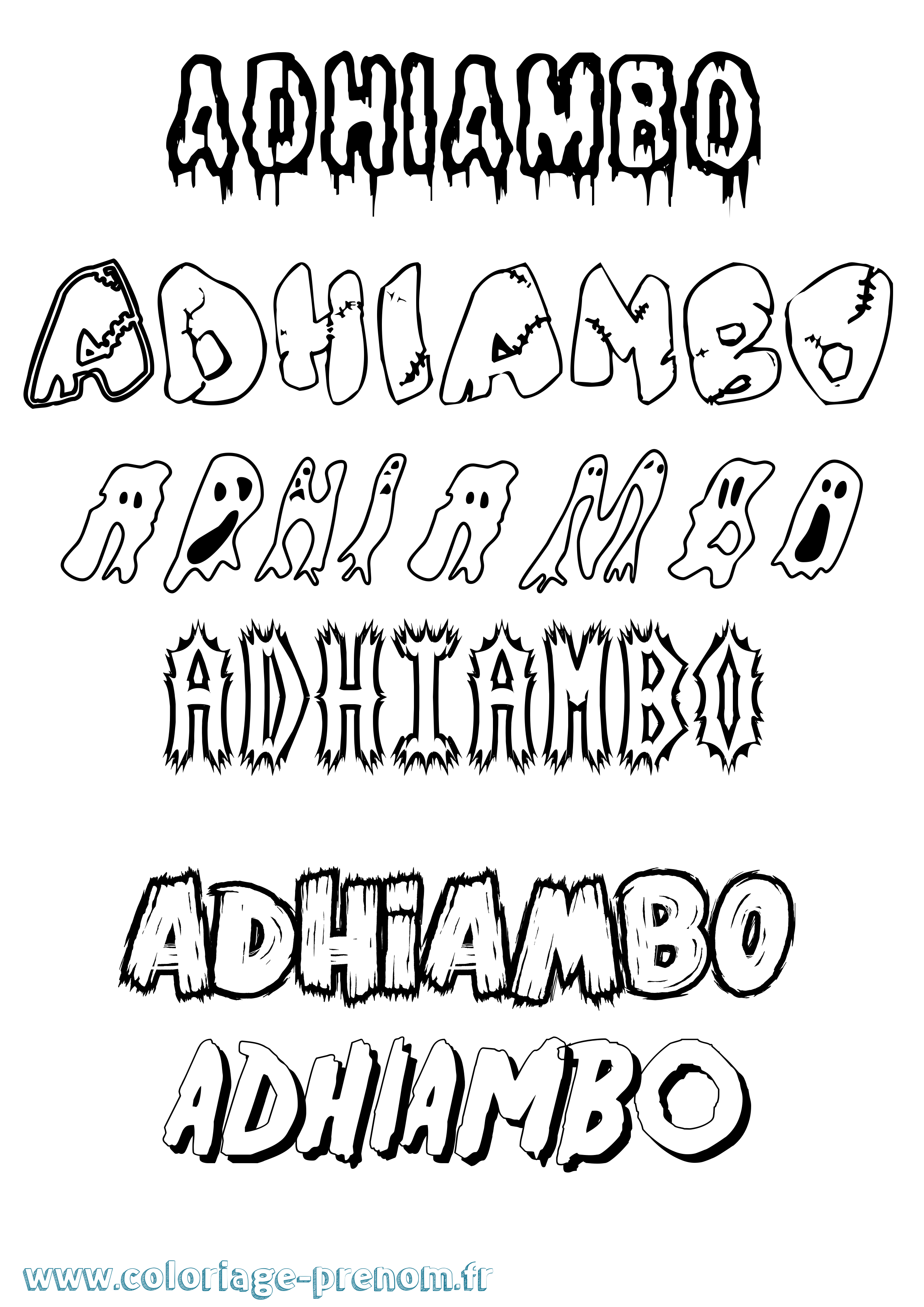 Coloriage prénom Adhiambo Frisson