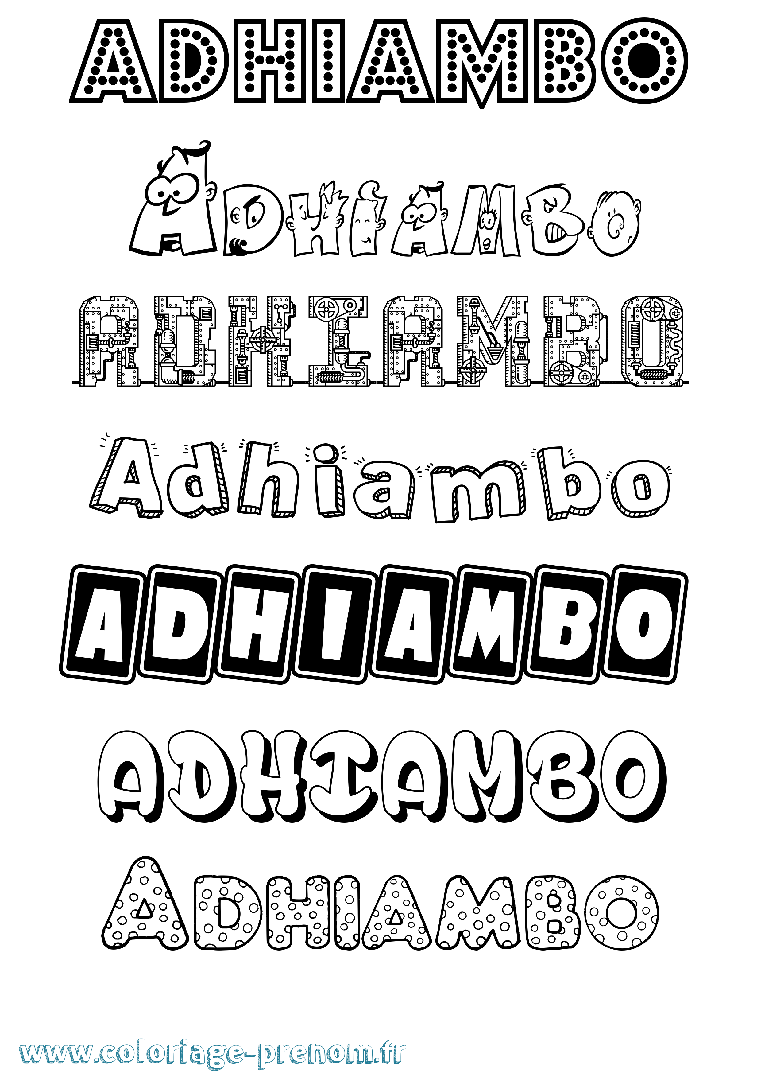 Coloriage prénom Adhiambo Fun