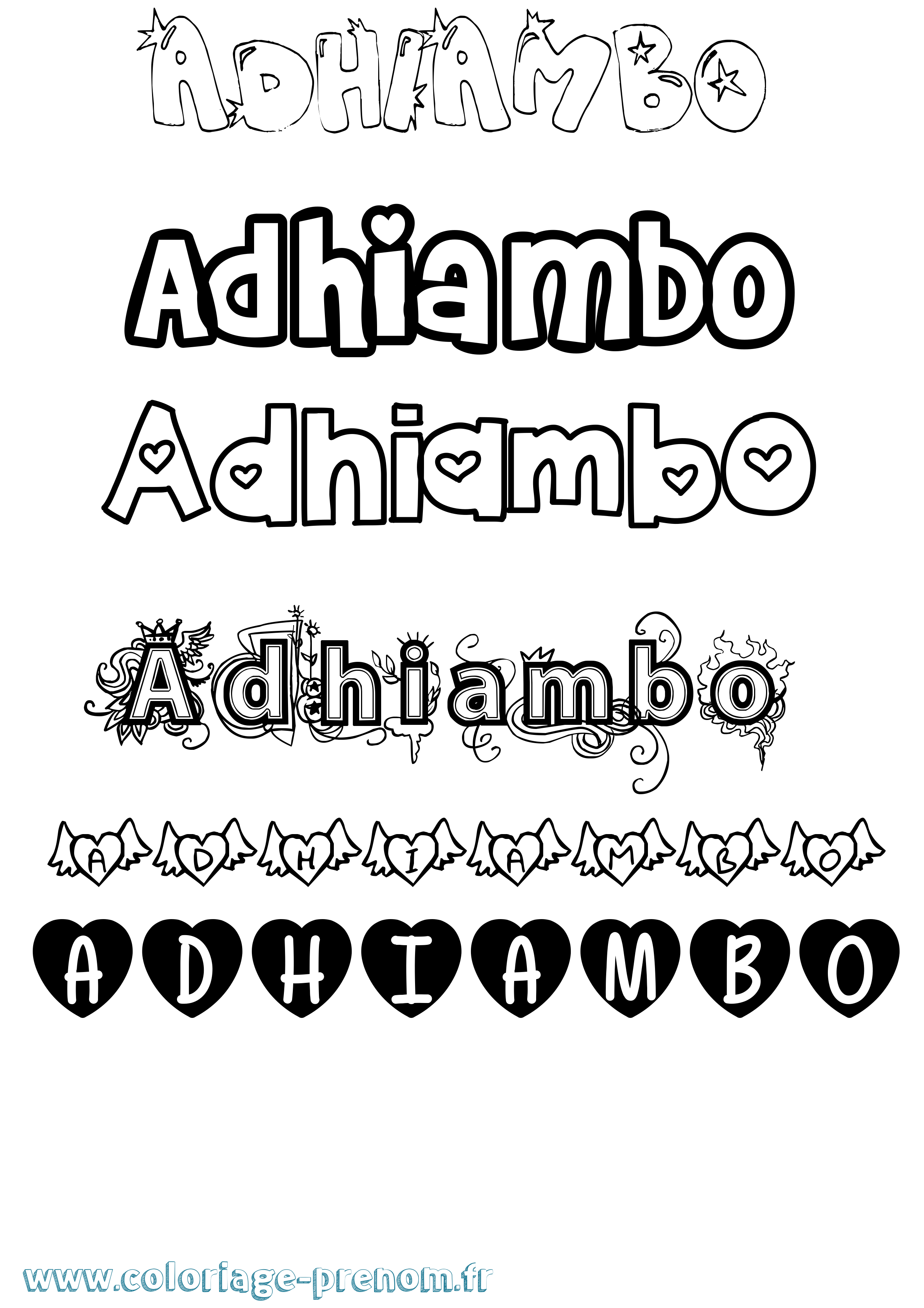 Coloriage prénom Adhiambo Girly