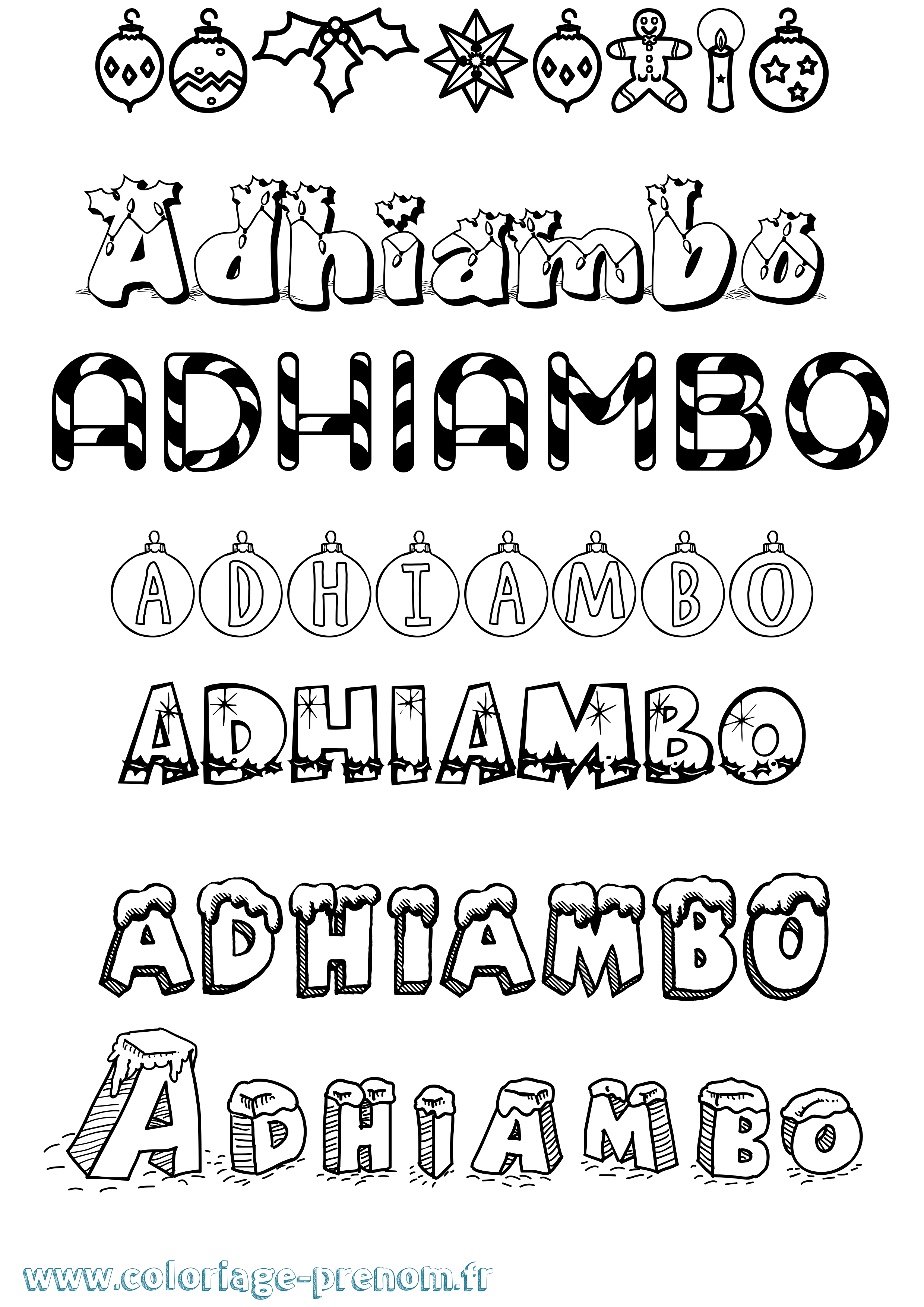 Coloriage prénom Adhiambo Noël