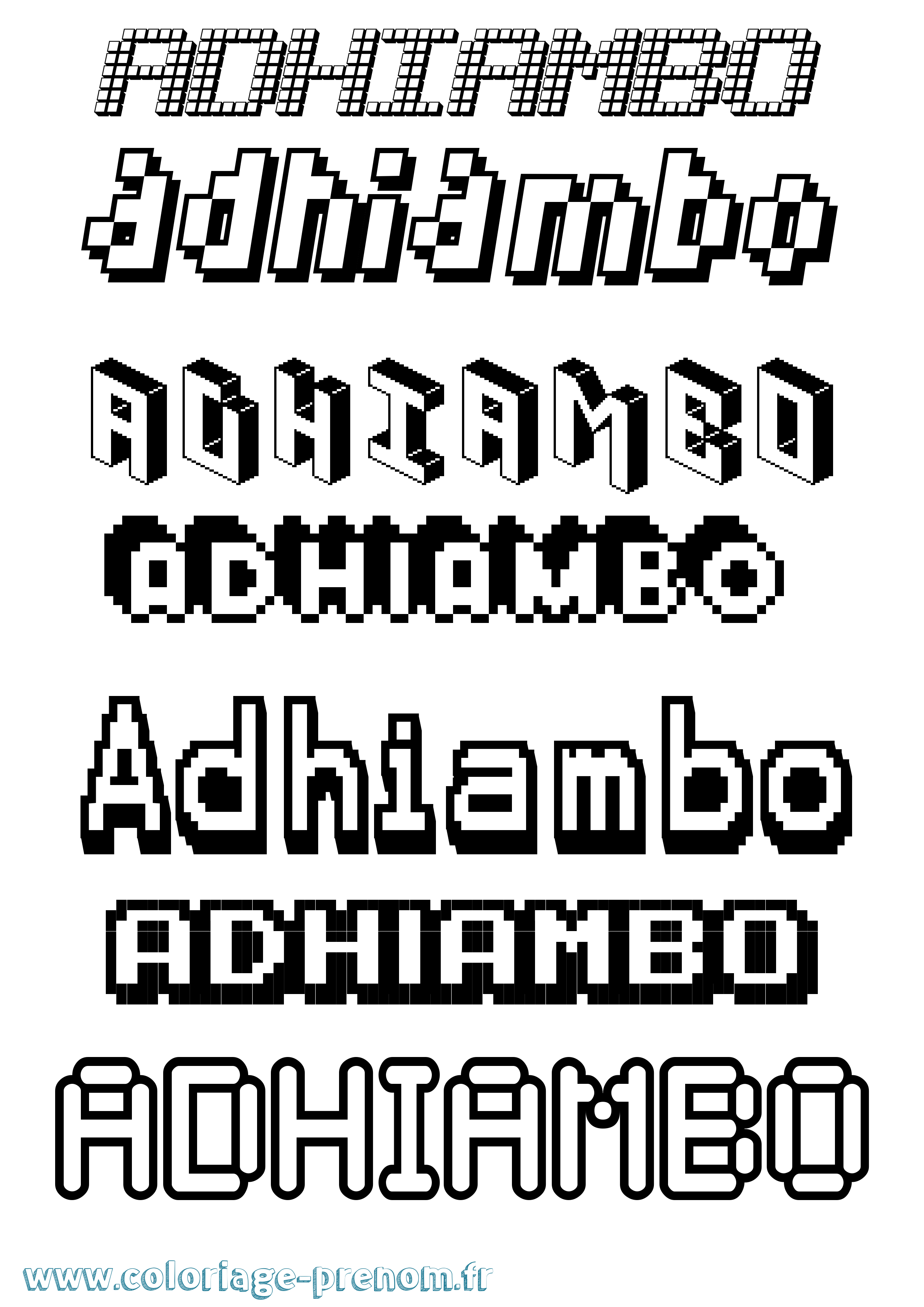 Coloriage prénom Adhiambo Pixel