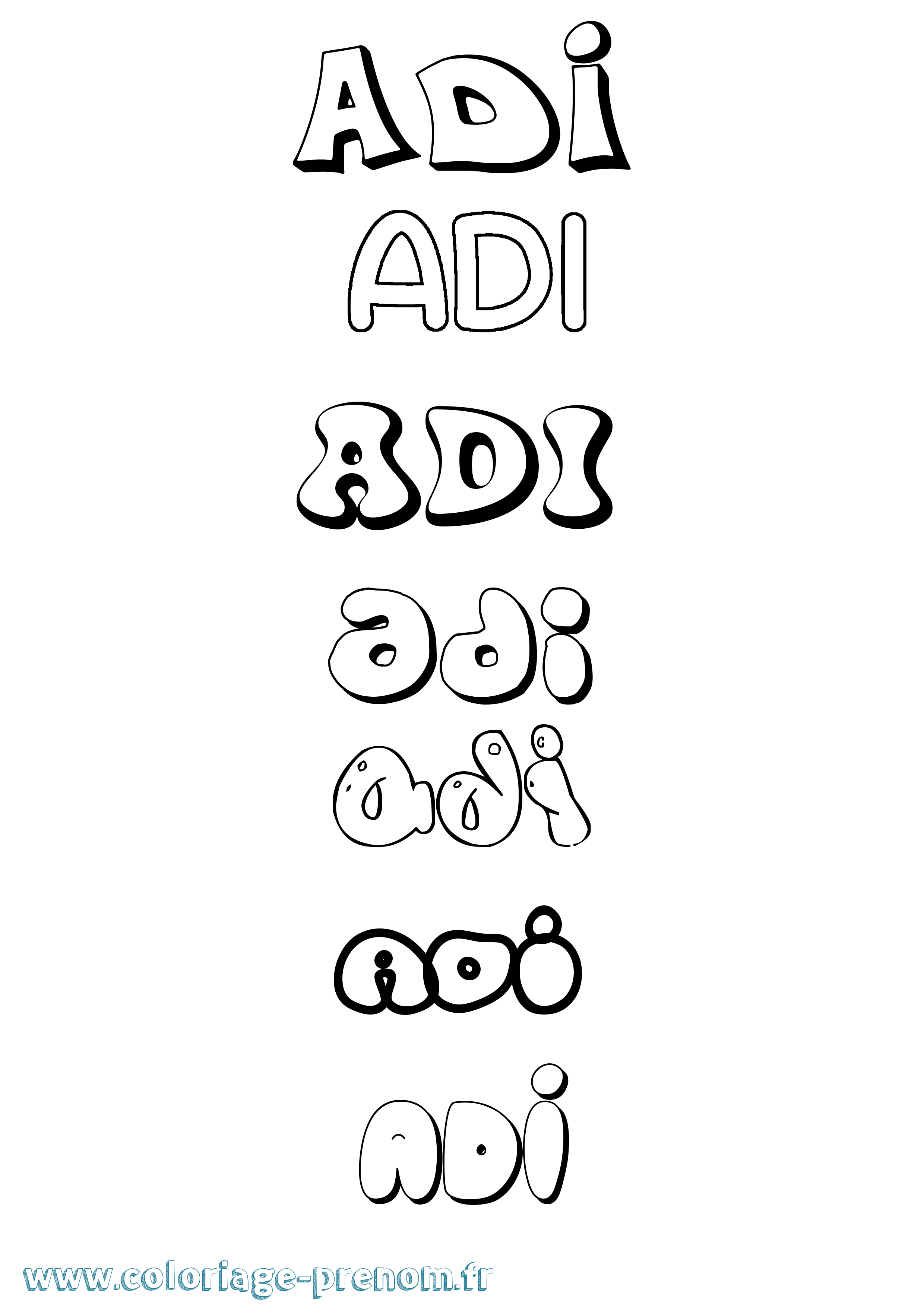 Coloriage Adi Bubble Coloriage prénom Adi Bubble