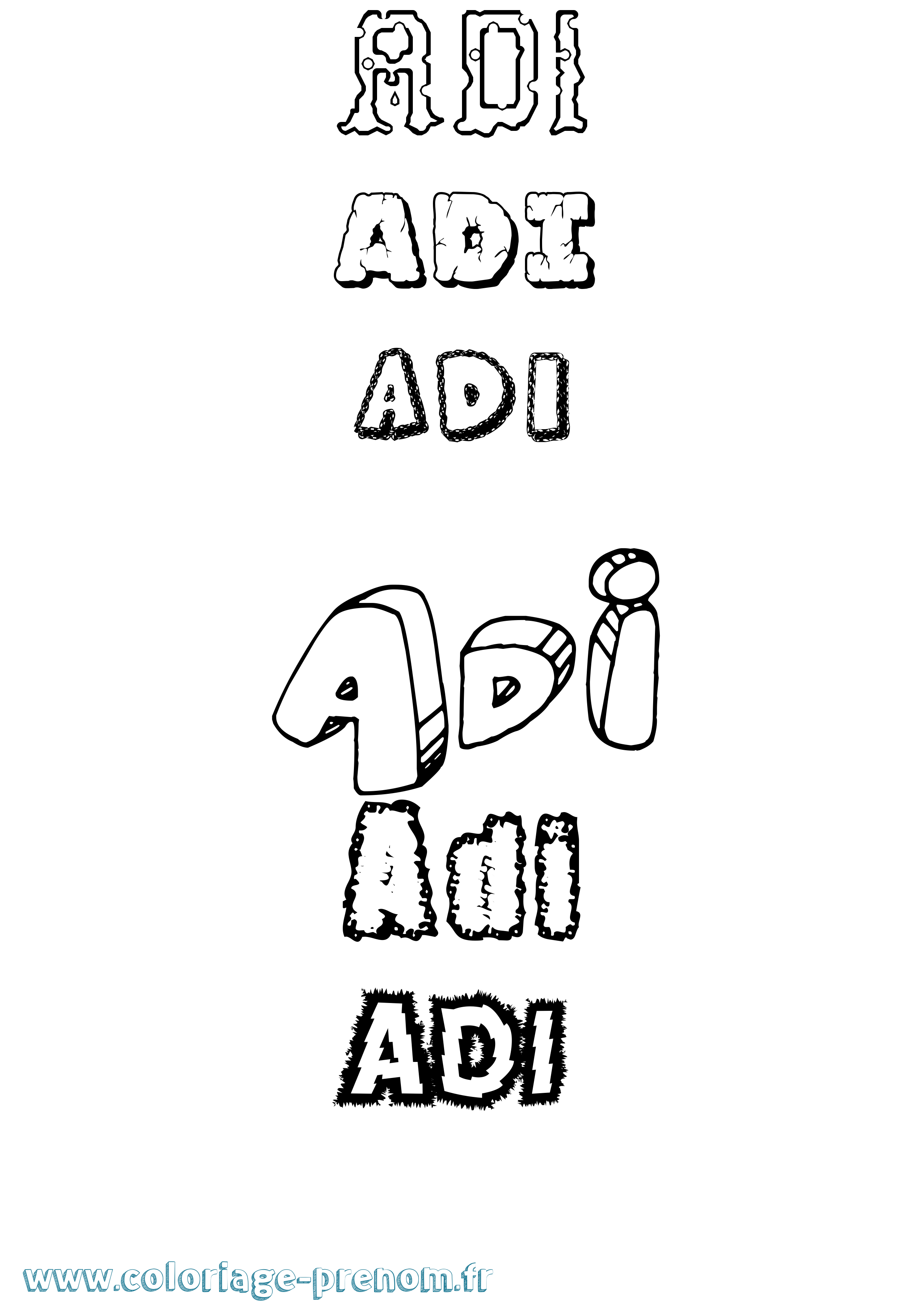 Coloriage Adi Destructuré Coloriage prénom Adi Destructuré