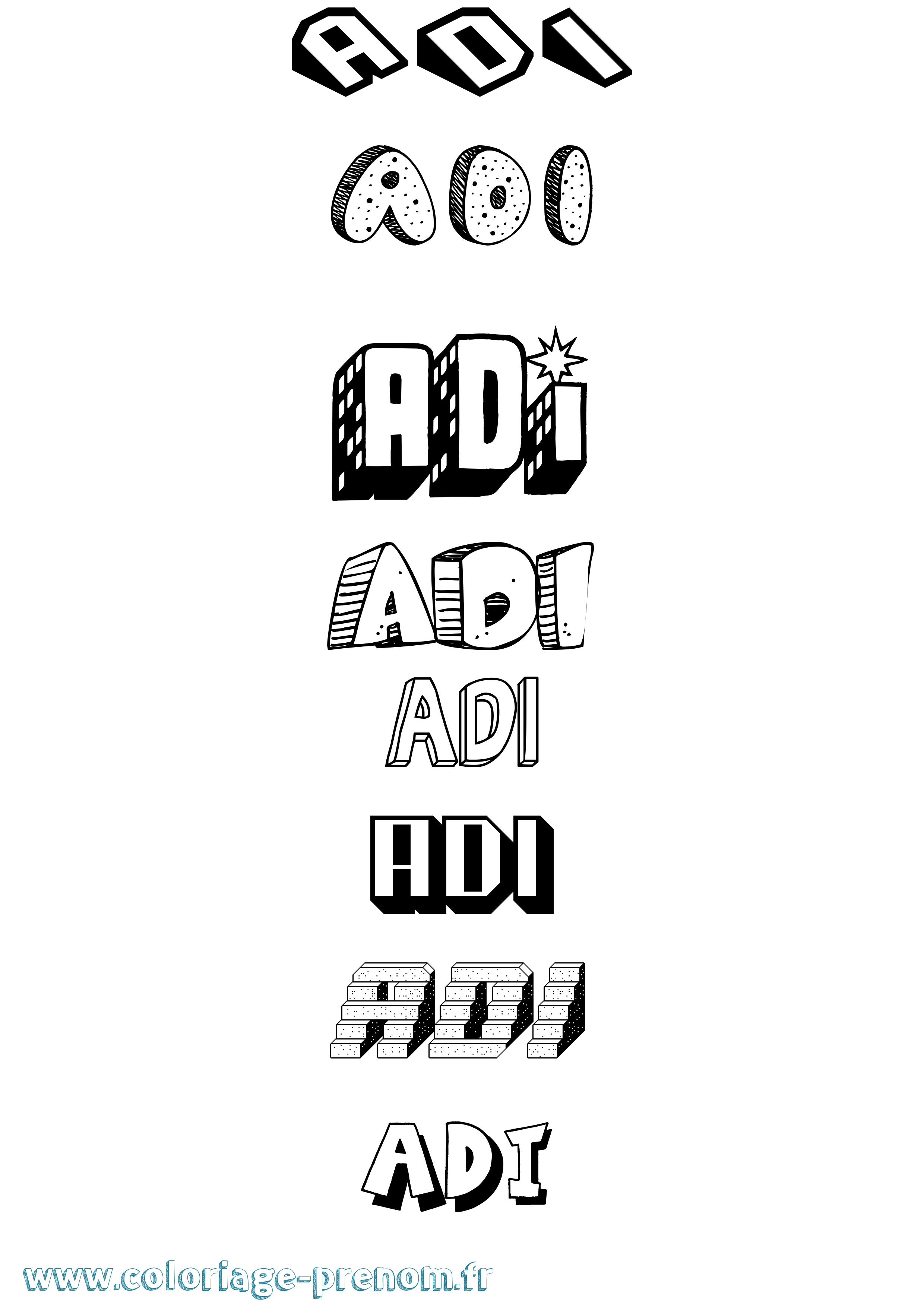 Coloriage Adi Effet 3D Coloriage prénom Adi Effet 3D