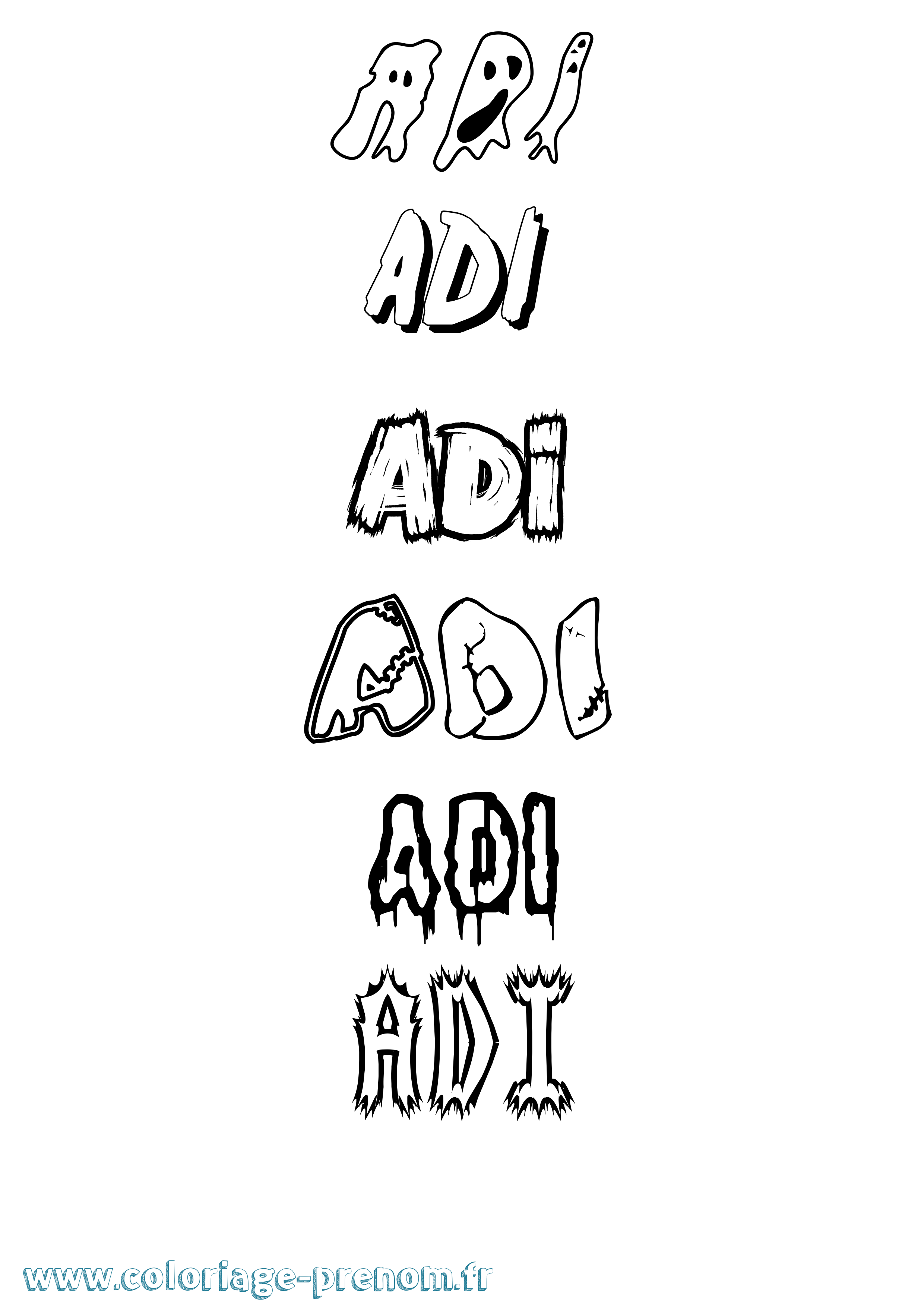 Coloriage Adi Frisson Coloriage prénom Adi Frisson