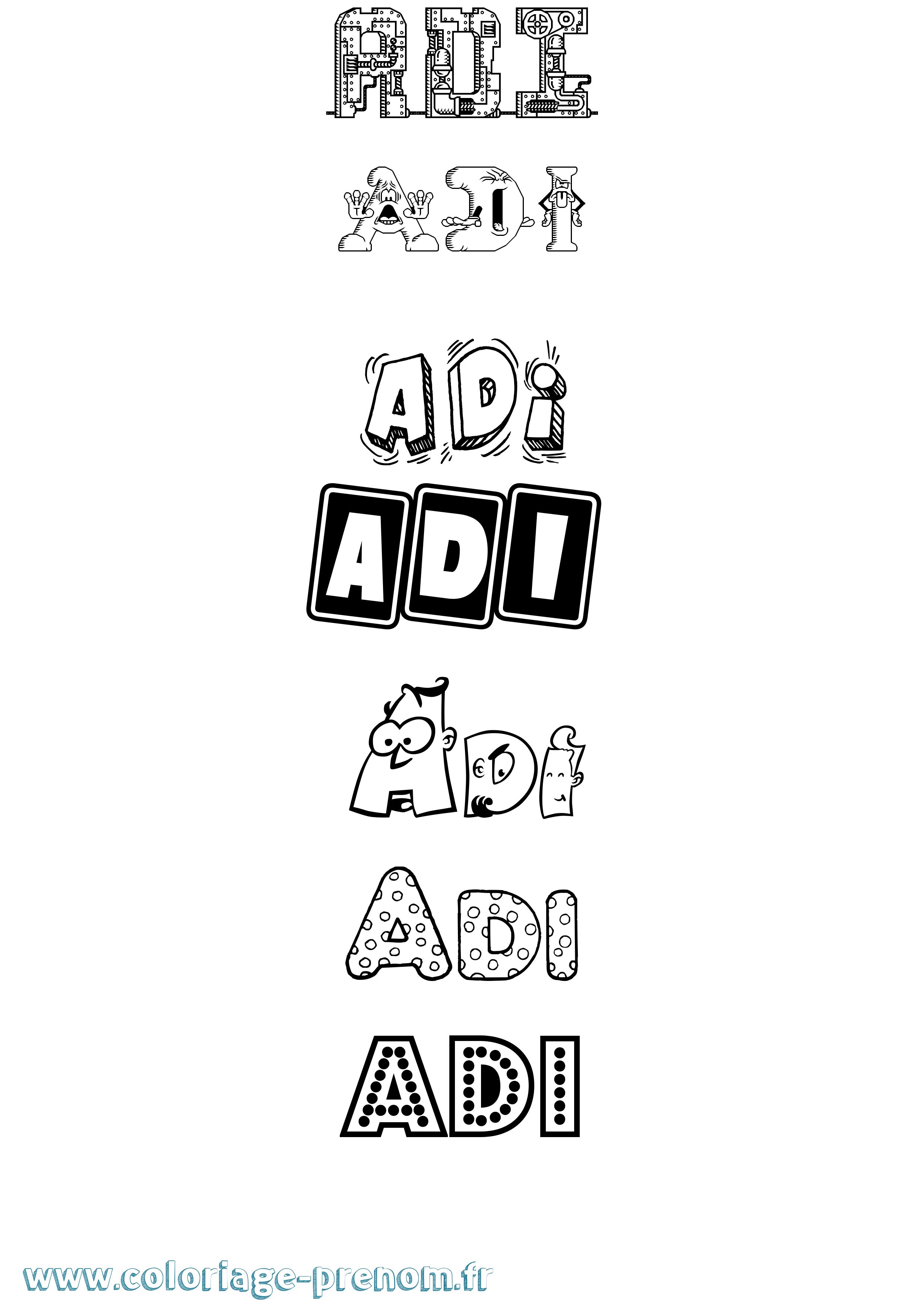 Coloriage Adi Fun Coloriage prénom Adi Fun