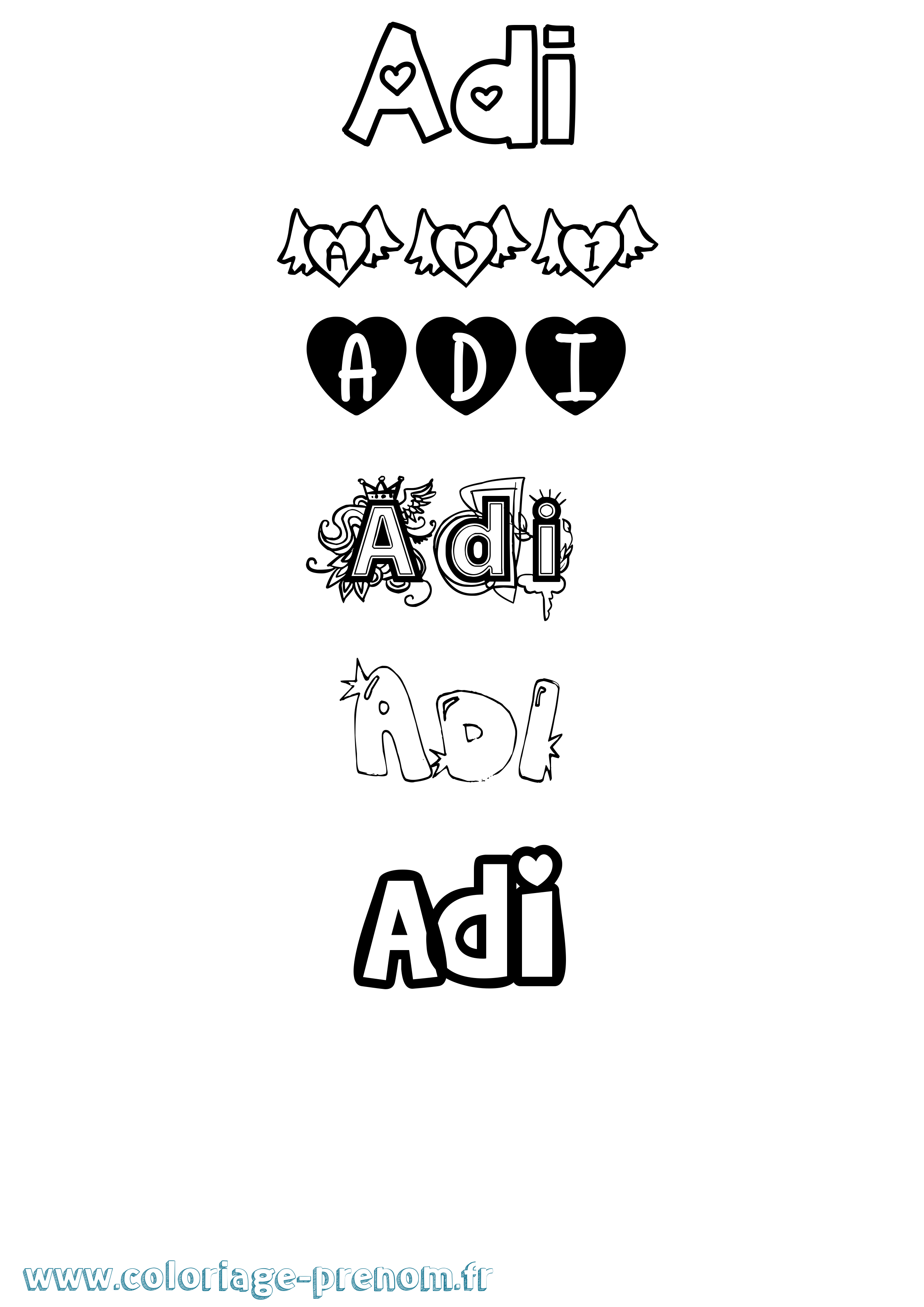 Coloriage Adi Girly Coloriage prénom Adi Girly