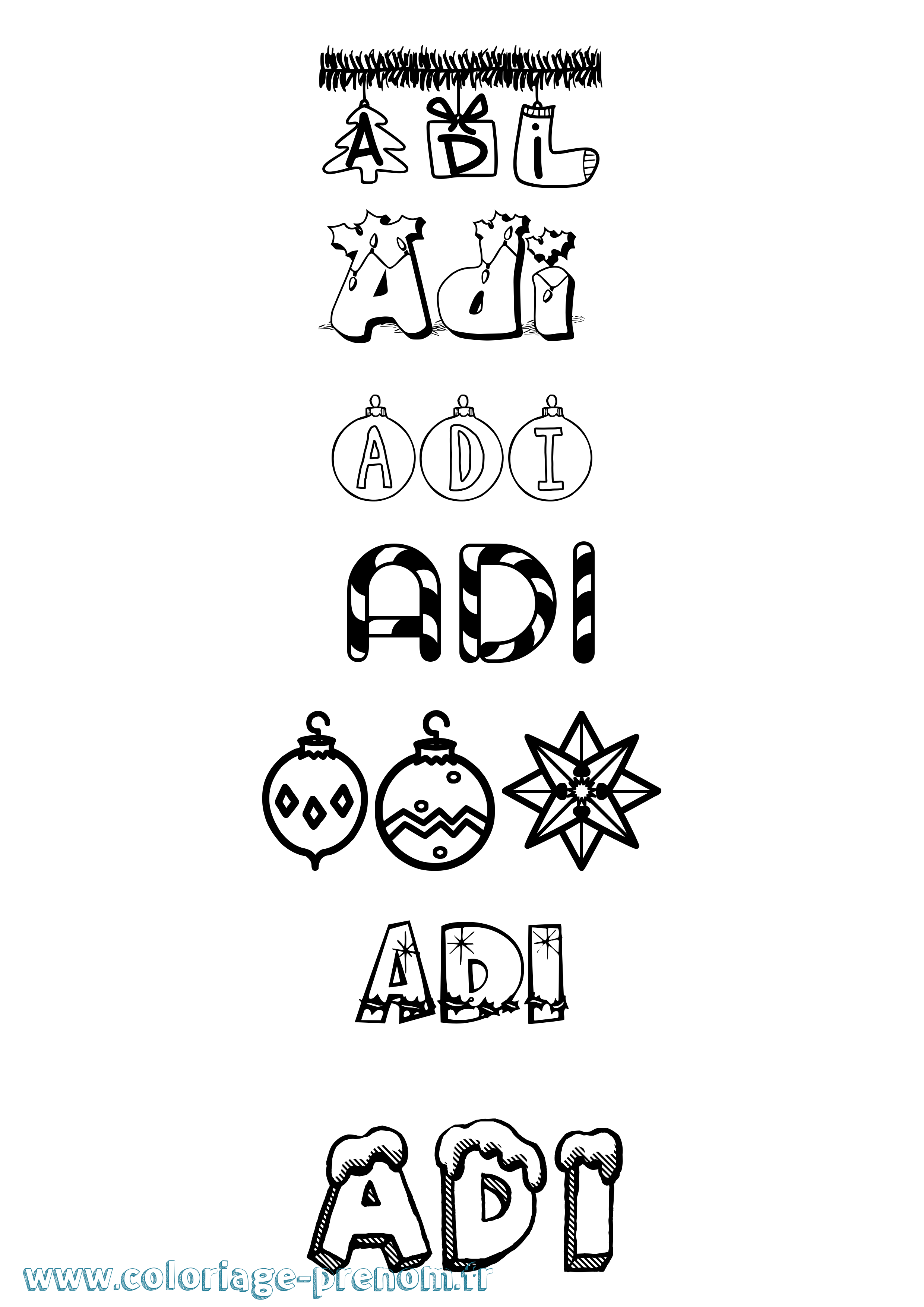 Coloriage Adi Noël Coloriage prénom Adi Noël