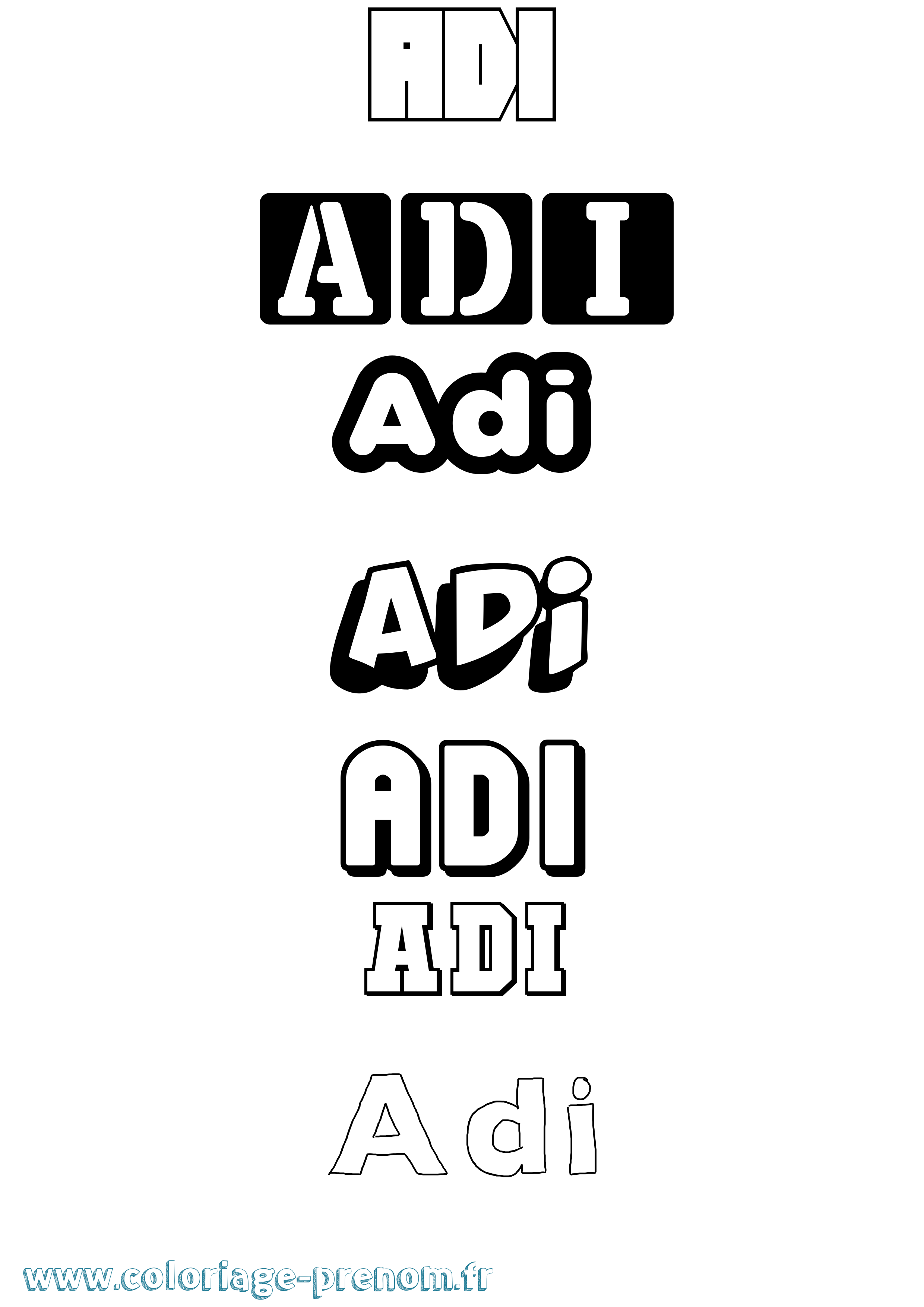 Coloriage prénom Adi Simple